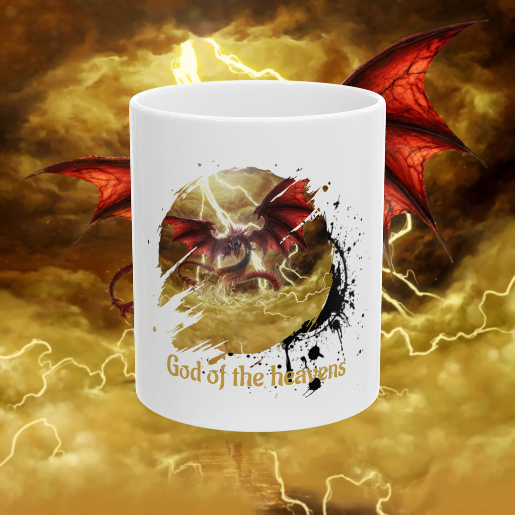 God of the Heavens Dragon Mug — Fantasy Lightning Ceramic Coffee Cup (11oz/15oz) - slifer the sky dragon