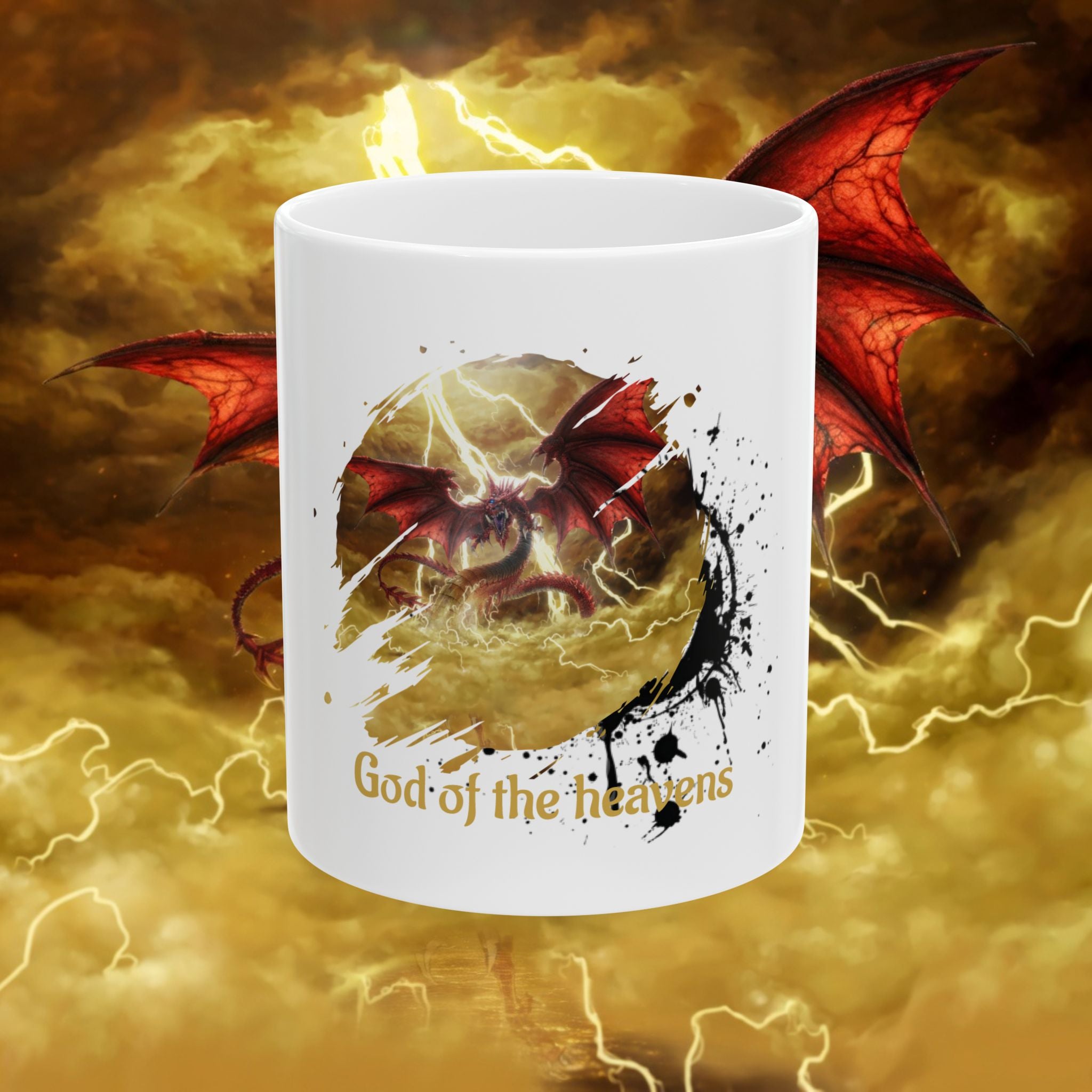 God of the Heavens Dragon Mug — Fantasy Lightning Ceramic Coffee Cup (11oz/15oz) - slifer the sky dragon