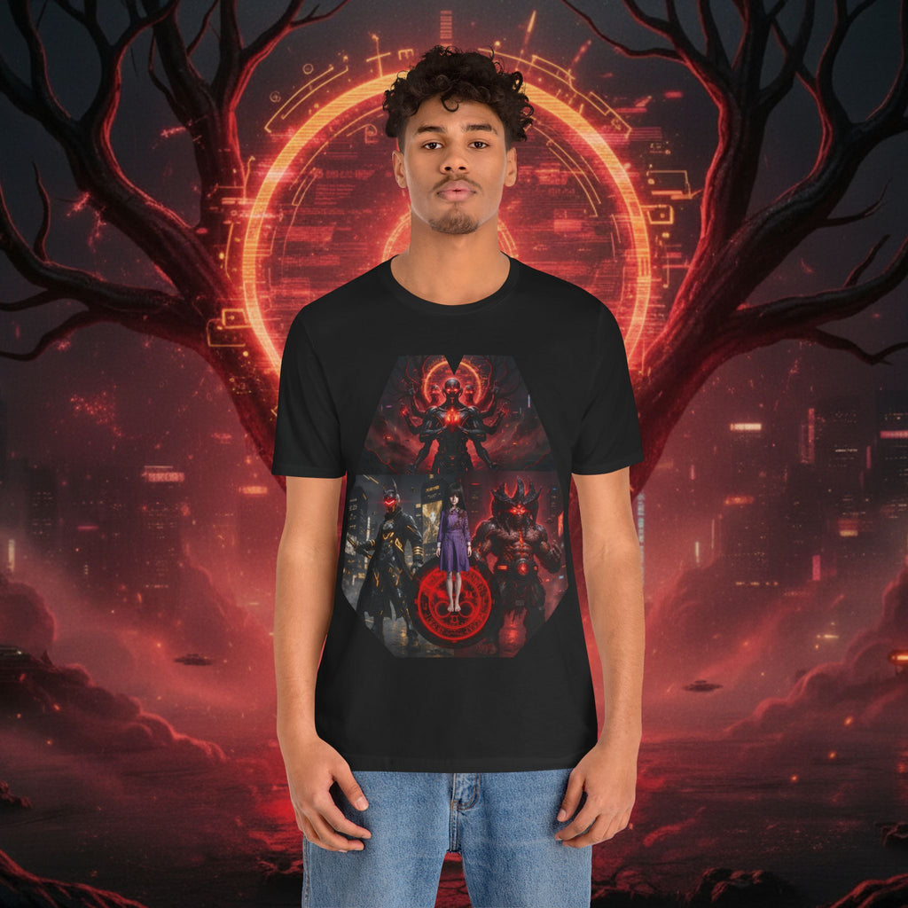 Superhero Squad Graphic Tee — Dark Red Mystic Design