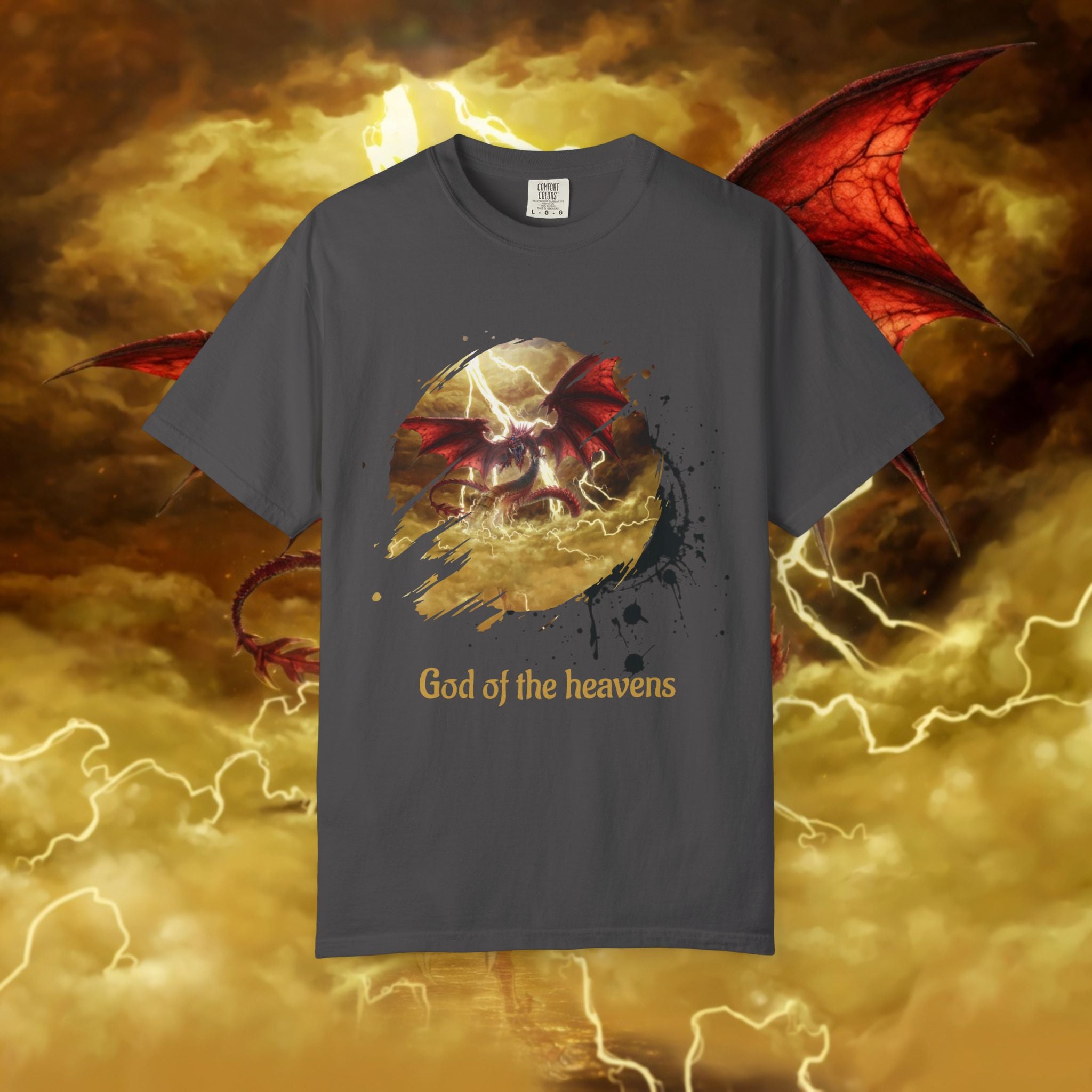 God of the Heavens T-Shirt — Mythic Storm Graphic Tee - slifer the sky dragon