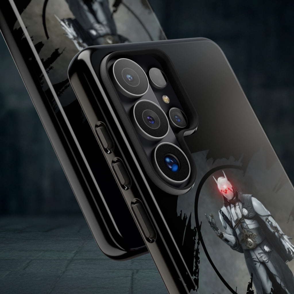 Galaxy Warrior Tough Phone Case — Dark Sci‑Fi Armor with Red Helm