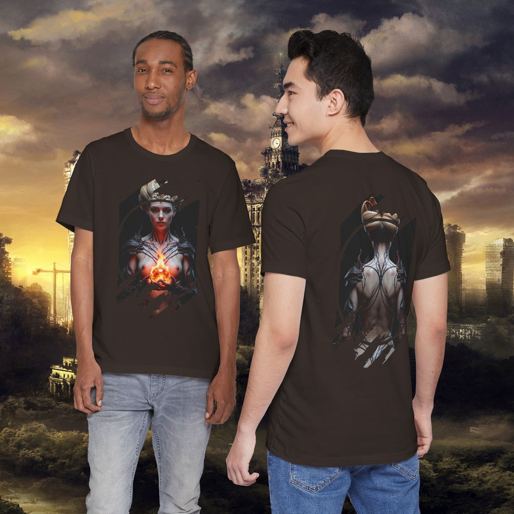 Dark Sorceress T‑Shirt — Fantasy Magic Witch Tee with Fiery Heart - Alexia Ashford