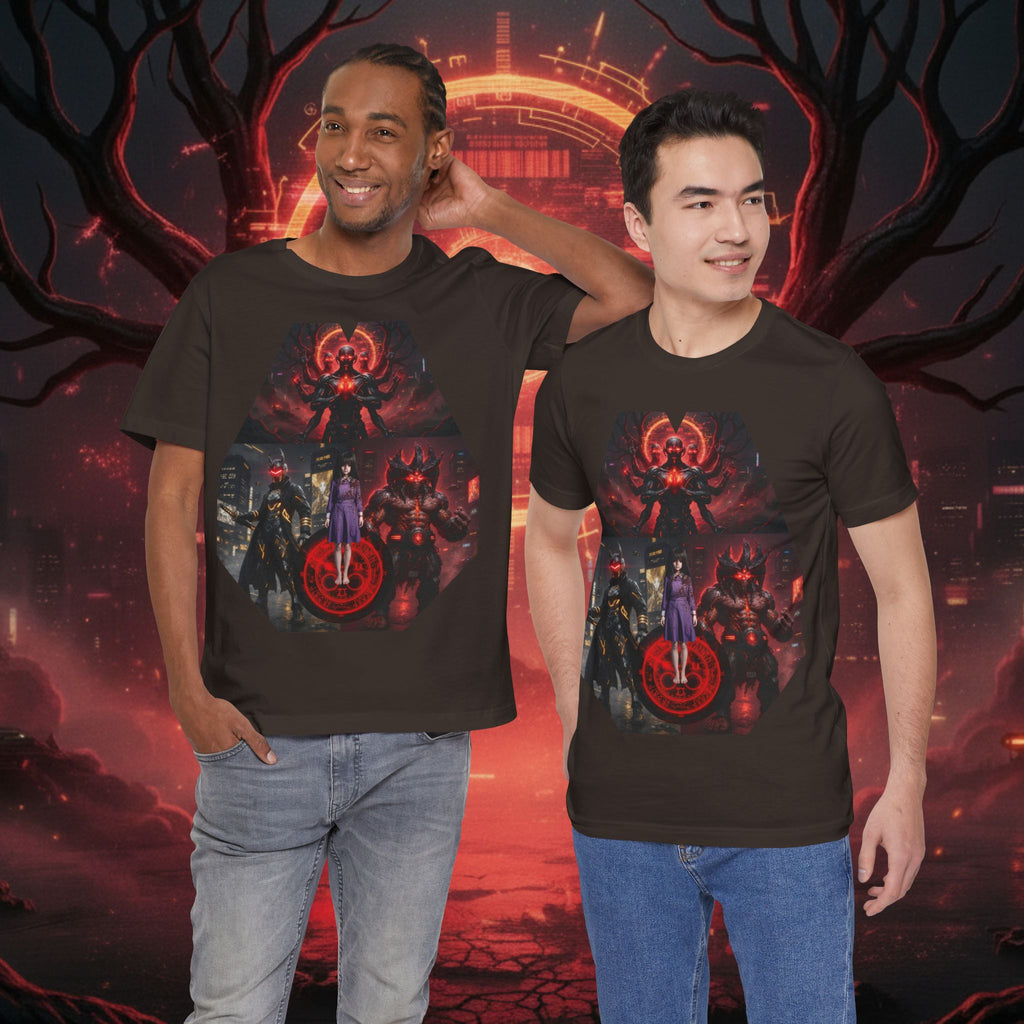 Superhero Squad Graphic Tee — Dark Red Mystic Design