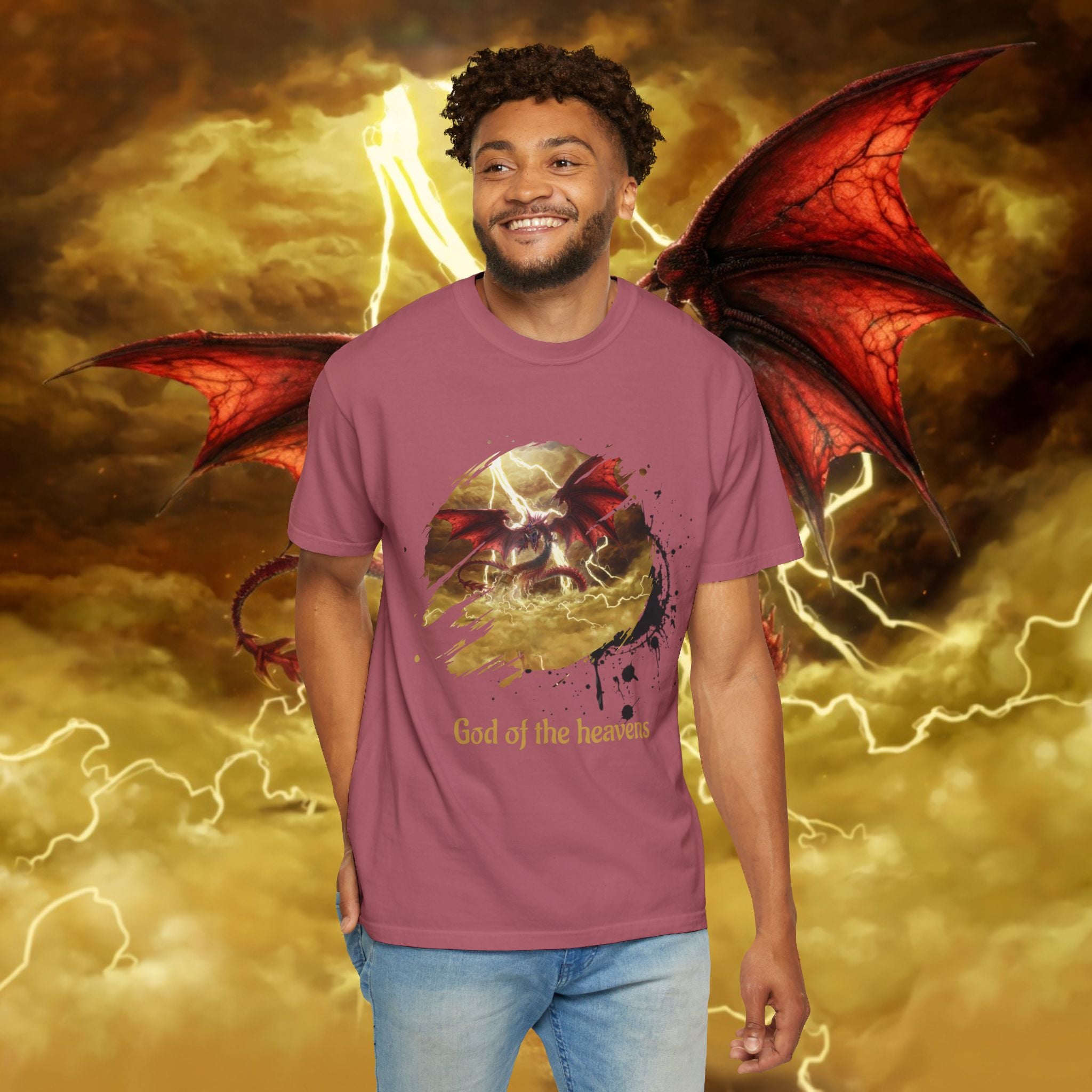 God of the Heavens T-Shirt — Mythic Storm Graphic Tee - slifer the sky dragon