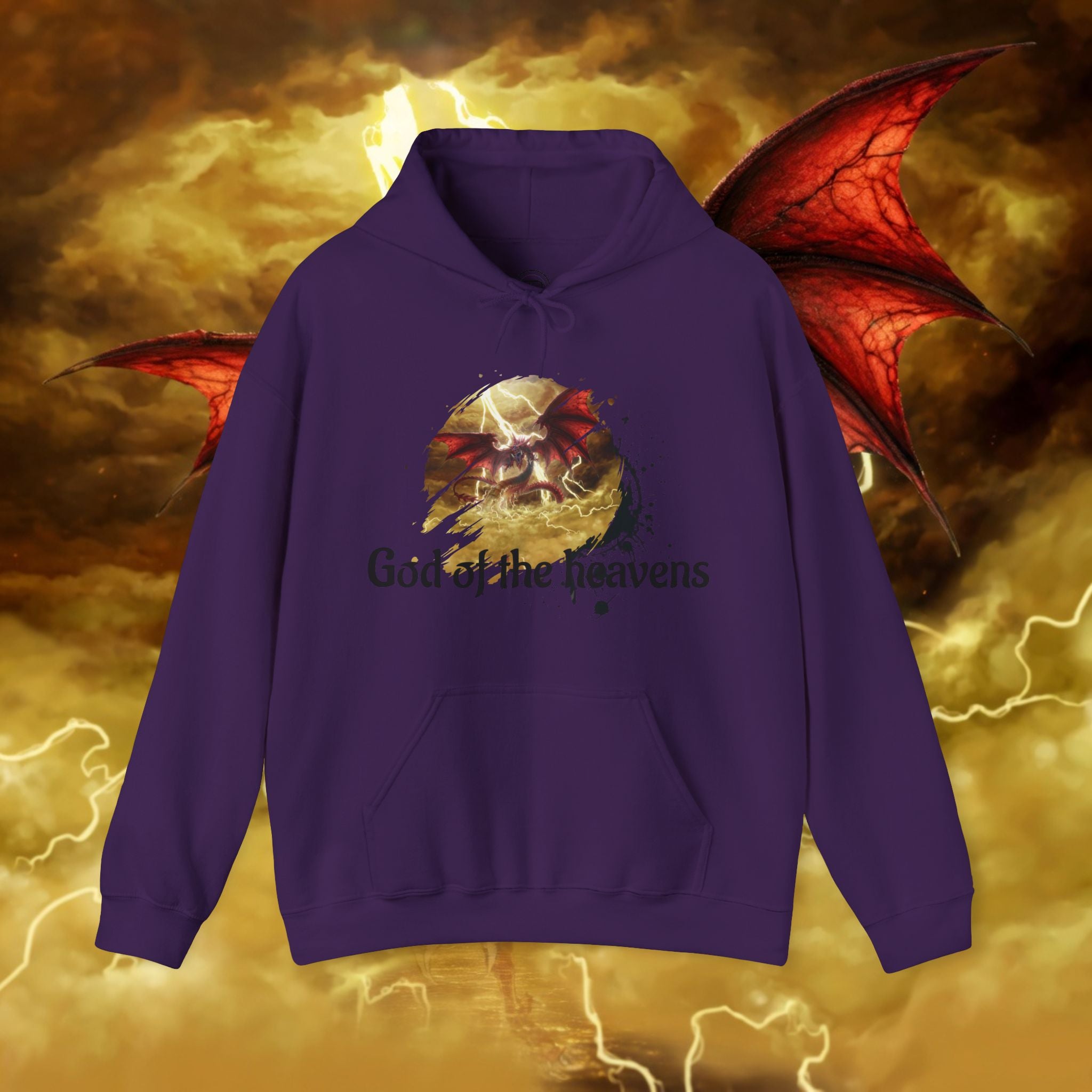 Hoodie — "God of the Heavens" Mythic Lightning Graphic Hoodie - slifer the sky dragon
