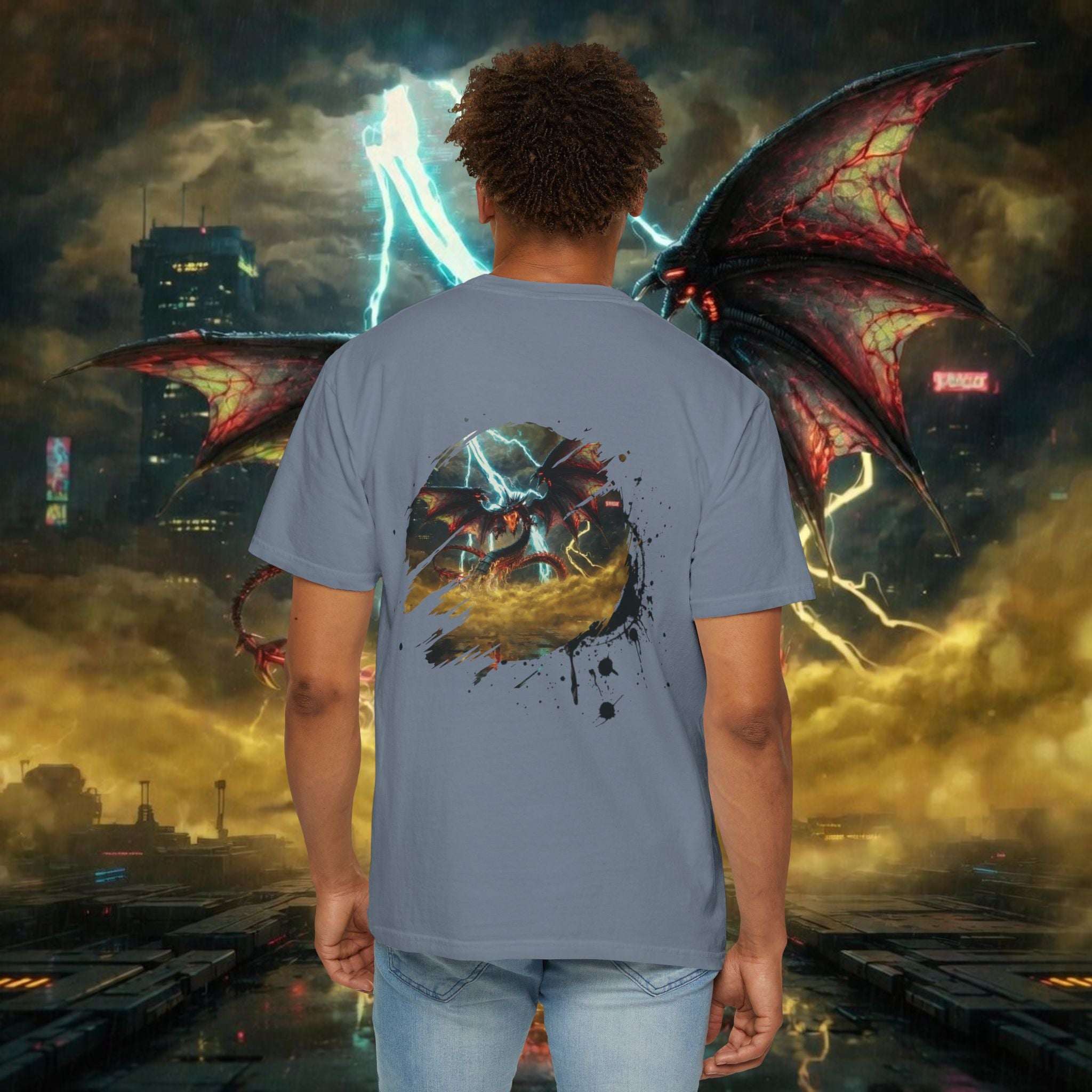 God of the Heavens T-Shirt — Mythic Storm Graphic Tee - slifer the sky dragon