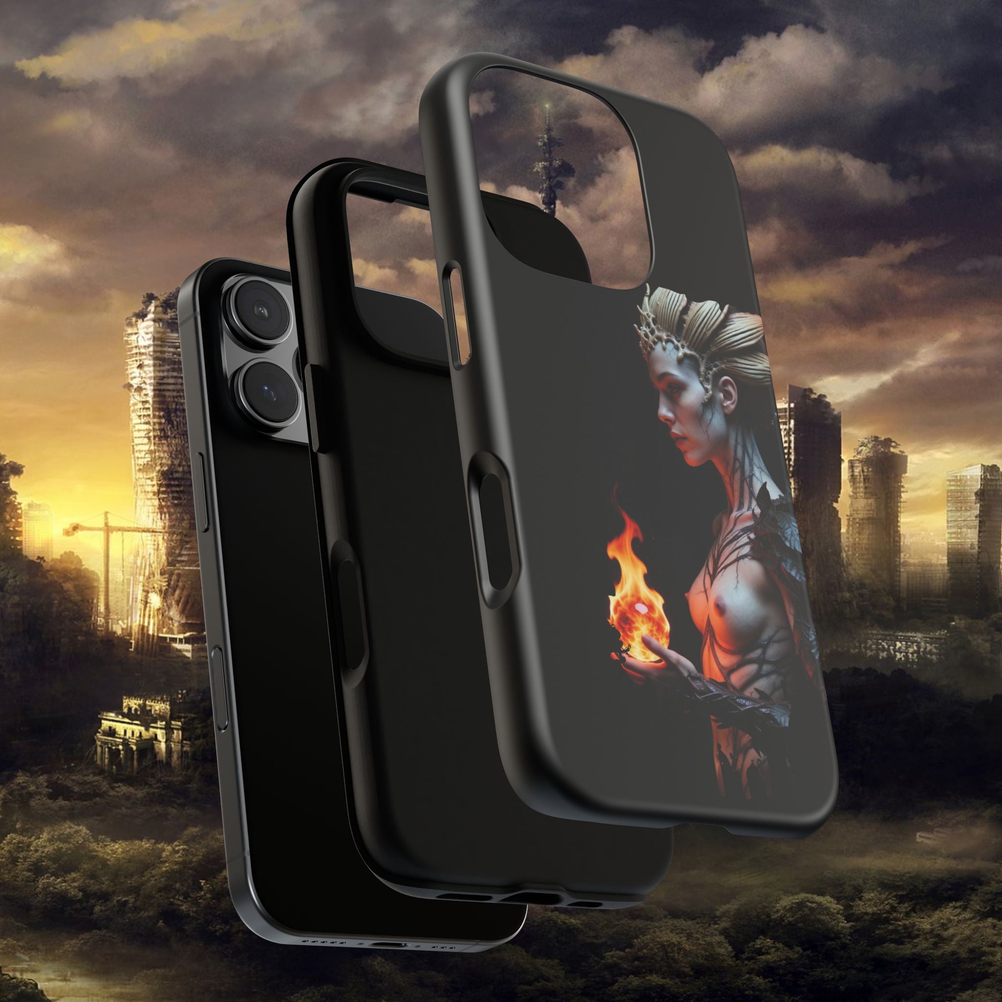 Fire Queen Phone Case — Dark Fantasy iPhone Armor - Alexia Ashford Side Face