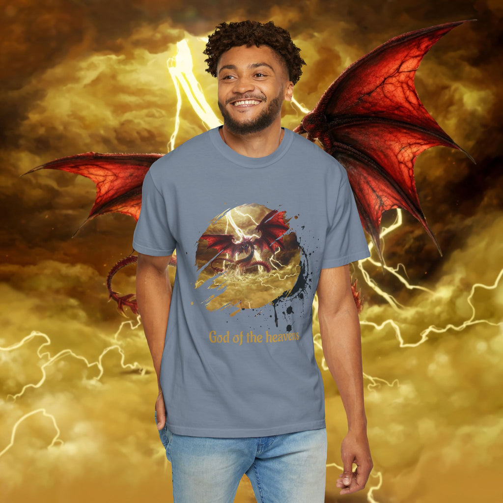 God of the Heavens T-Shirt — Mythic Storm Graphic Tee - slifer the sky dragon