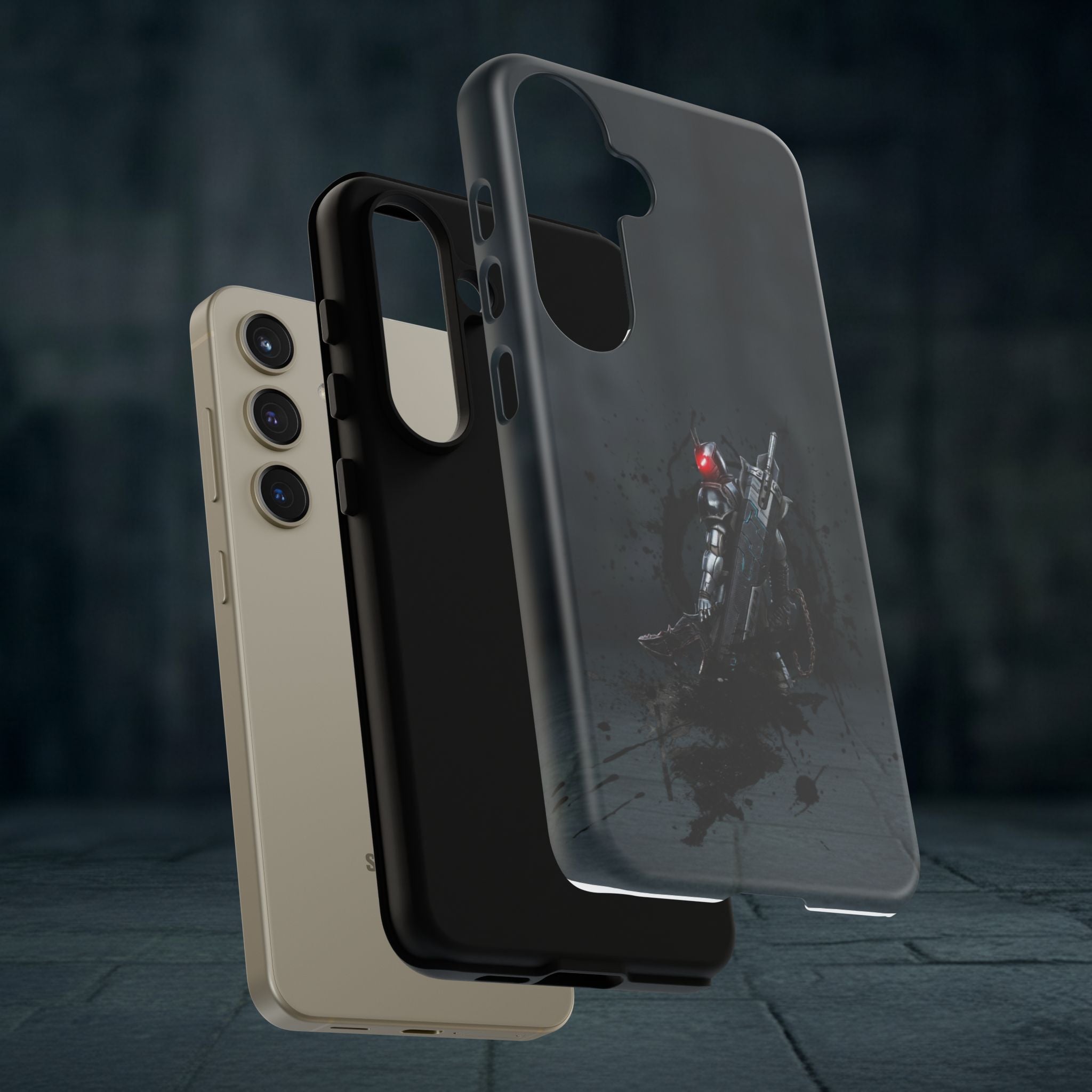 Tough Cases: Dark Cyber Soldier Phone Case — Rugged Sci‑Fi Armor Design