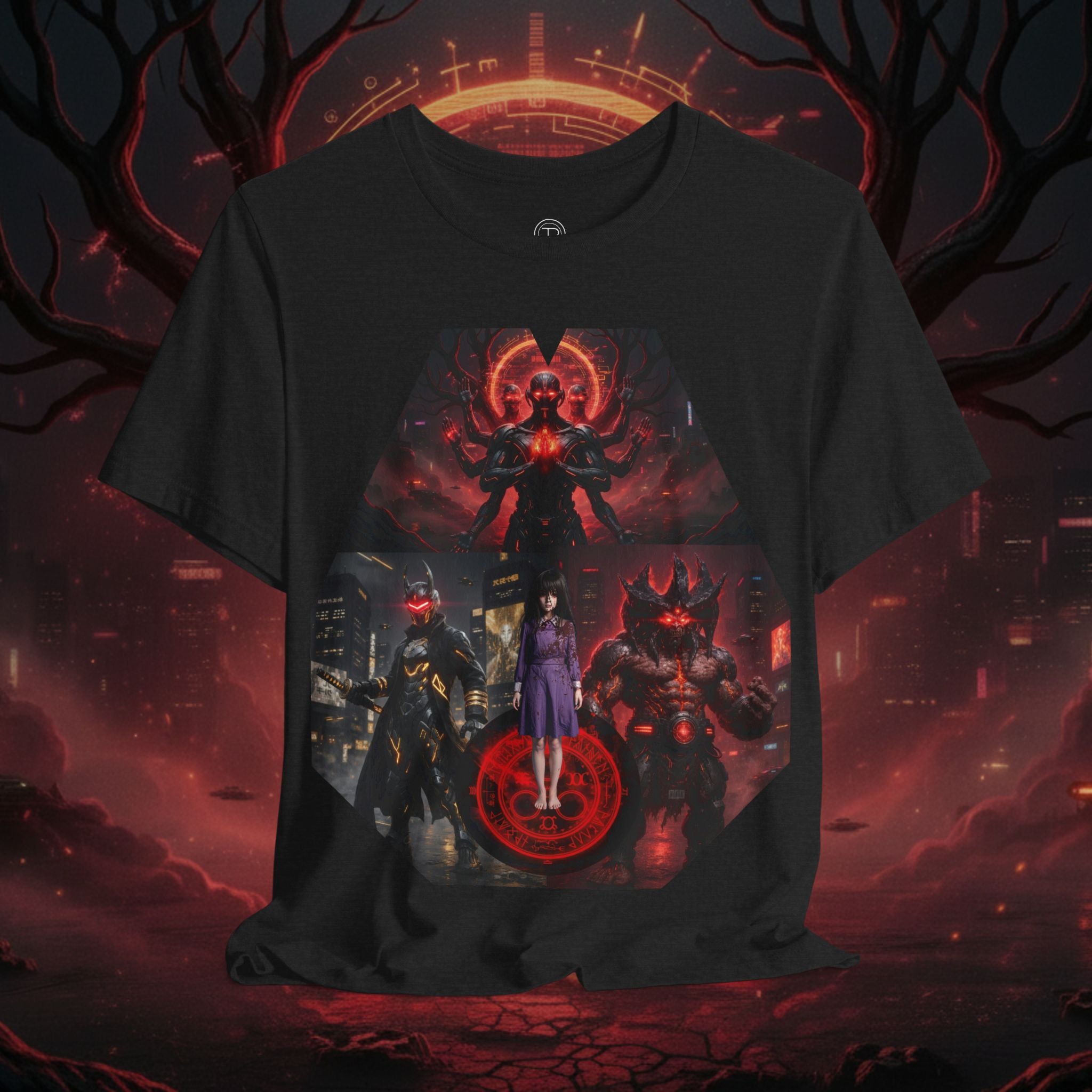 Superhero Squad Graphic Tee — Dark Red Mystic Design
