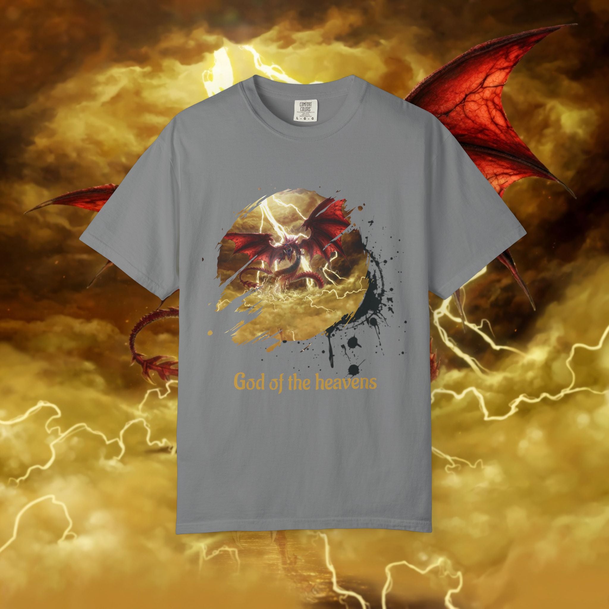 God of the Heavens T-Shirt — Mythic Storm Graphic Tee - slifer the sky dragon