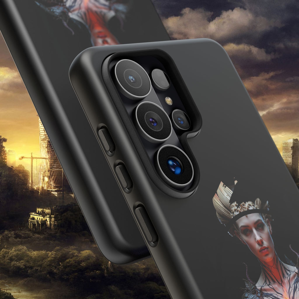 Fantasy Sorceress Phone Case — Dark Magic Mage with Fiery Orb Tough Case - Alexia Ashford