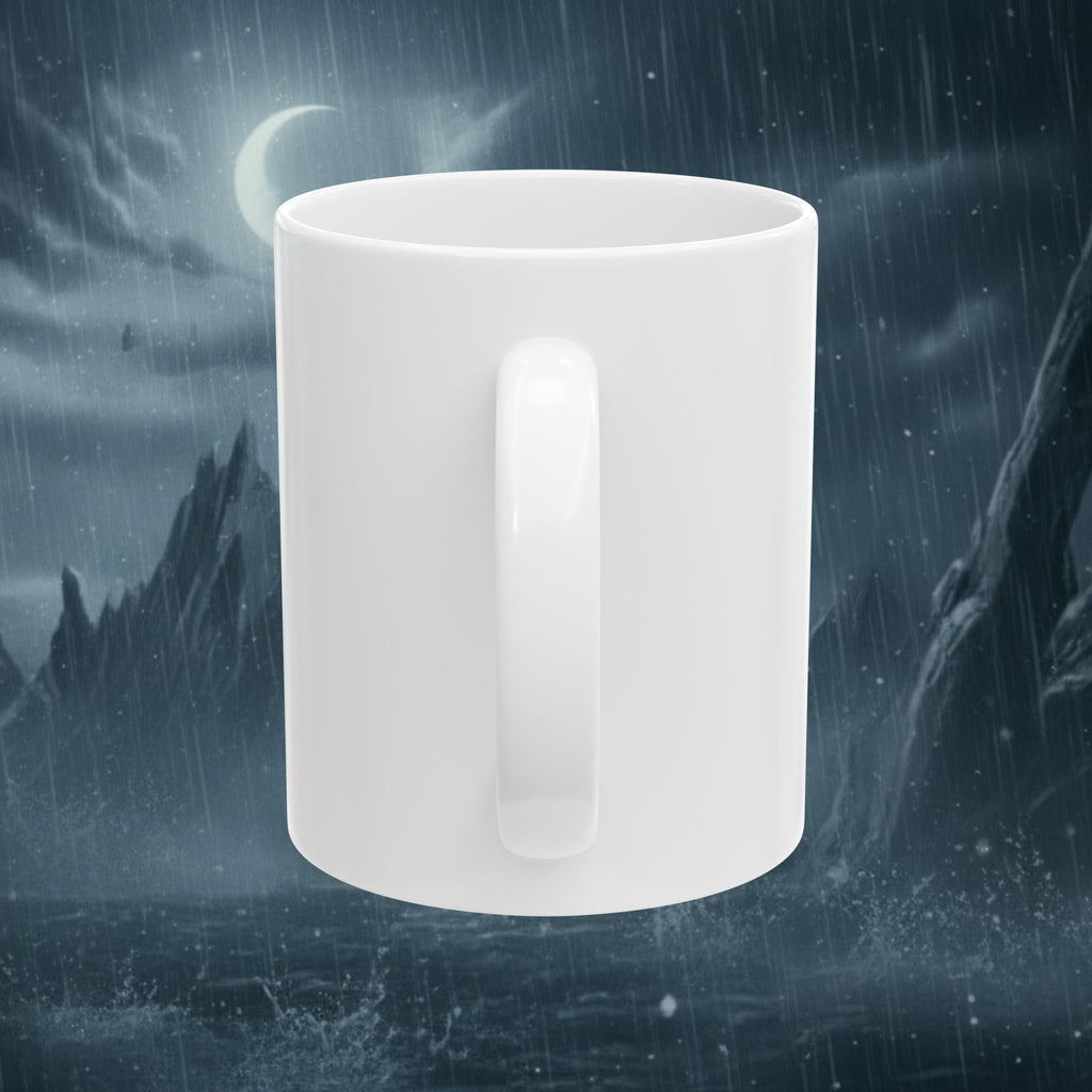 Horror Game Character Ceramic Mug — Dark Moon Night Coffee Cup (11oz/15oz) - Byakugan Family and Riddick - white