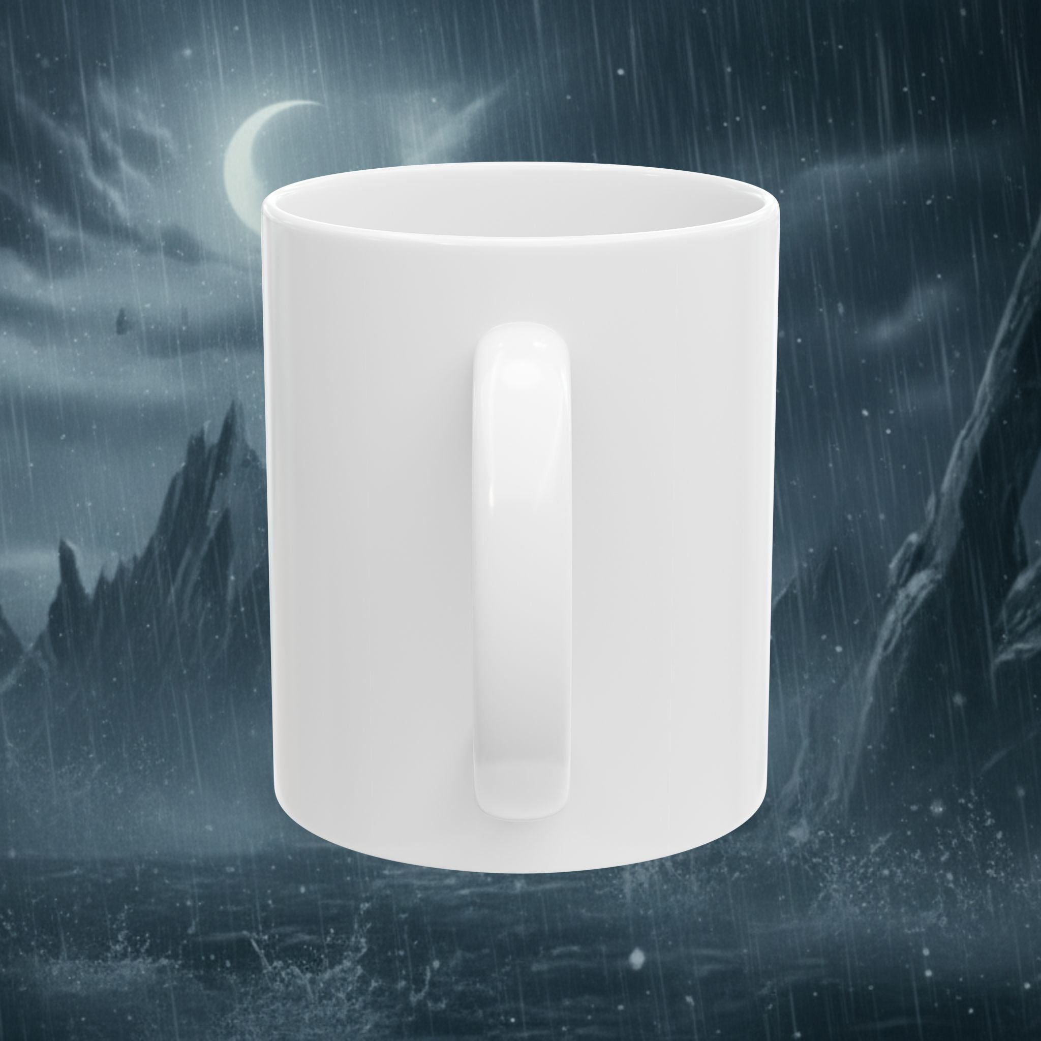 Horror Game Character Ceramic Mug — Dark Moon Night Coffee Cup (11oz/15oz) - Byakugan Family and Riddick - white