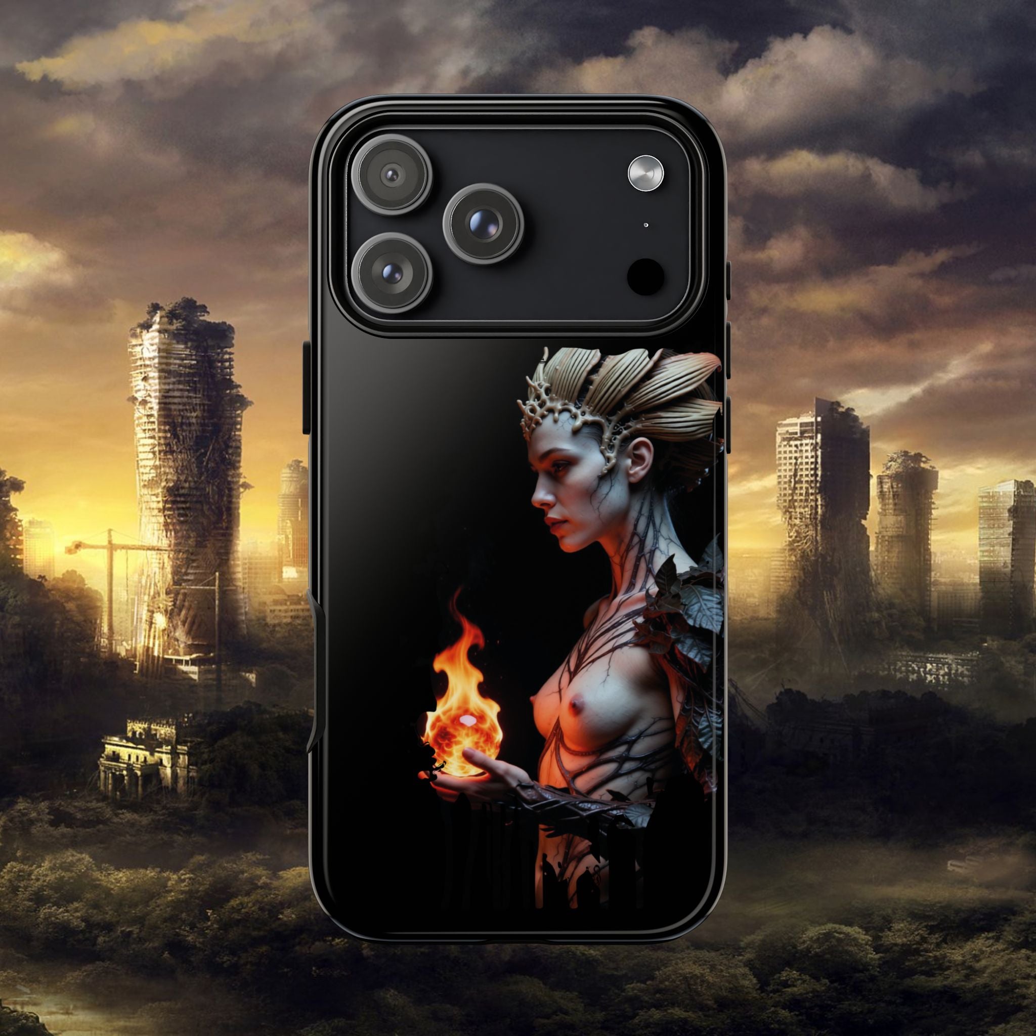 Fire Queen Phone Case — Dark Fantasy iPhone Armor - Alexia Ashford Side Face