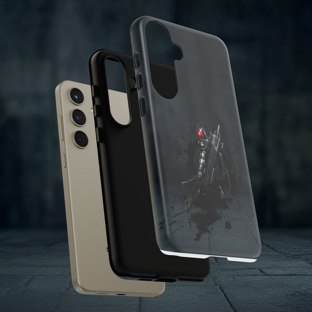 Tough Cases: Dark Cyber Soldier Phone Case — Rugged Sci‑Fi Armor Design
