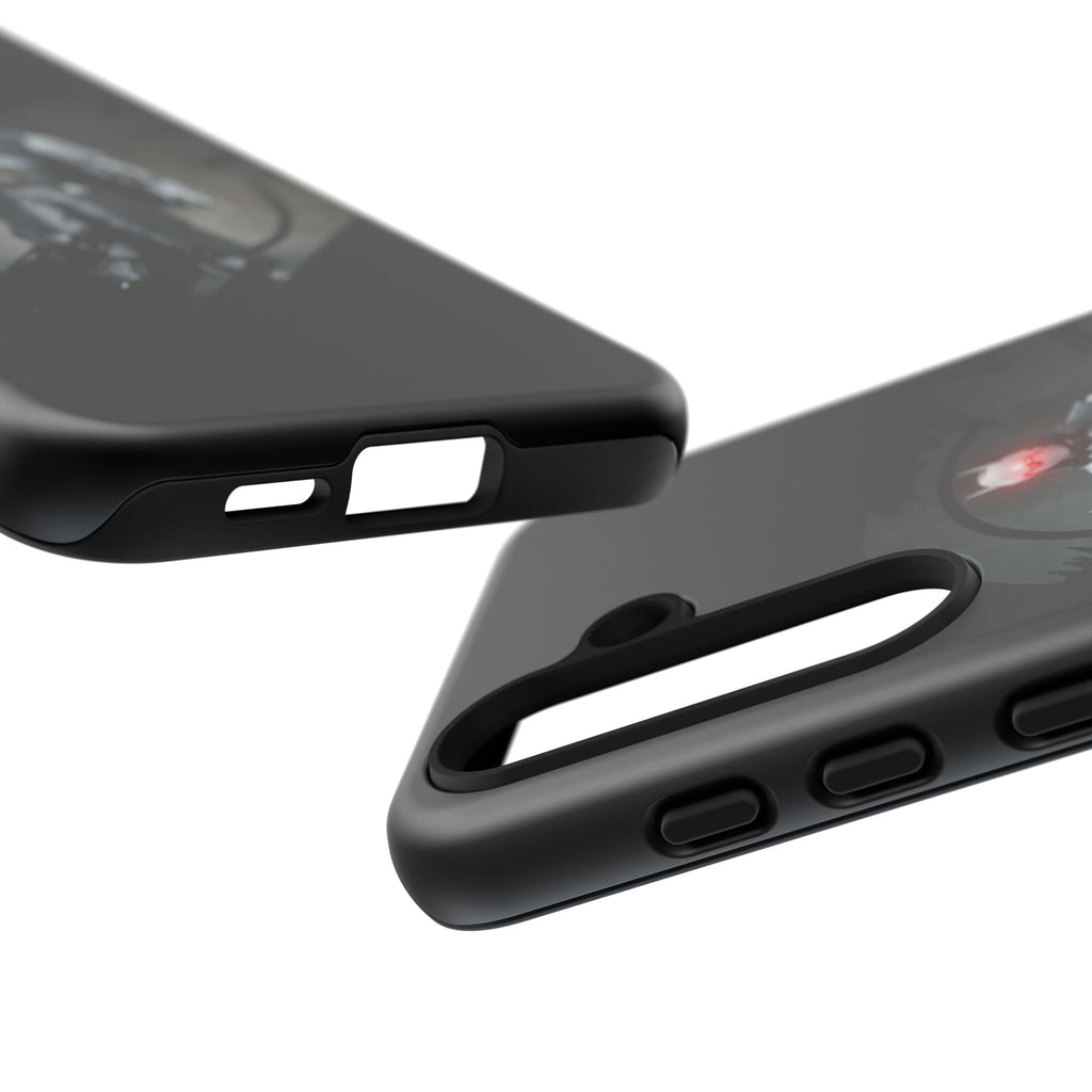 Galaxy Warrior Tough Phone Case — Dark Sci‑Fi Armor with Red Helm