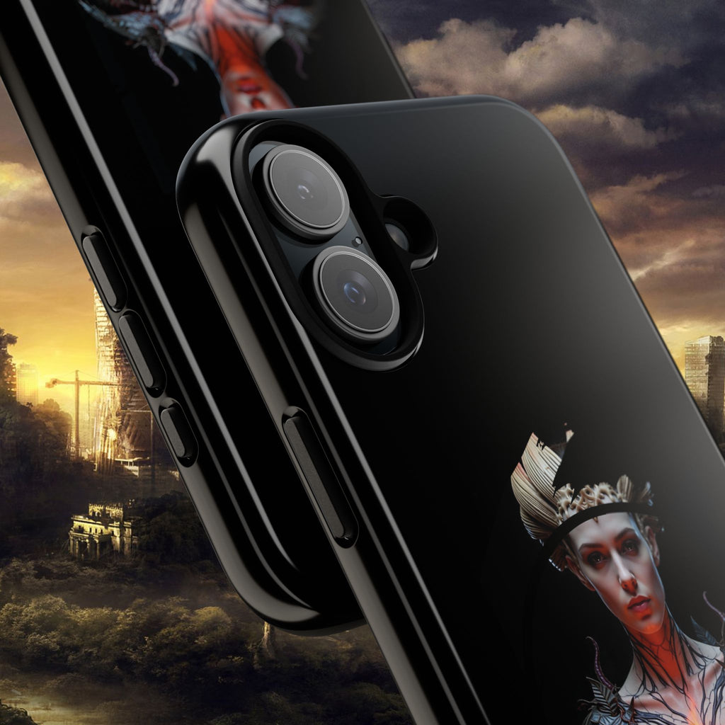 Fantasy Sorceress Phone Case — Dark Magic Mage with Fiery Orb Tough Case - Alexia Ashford