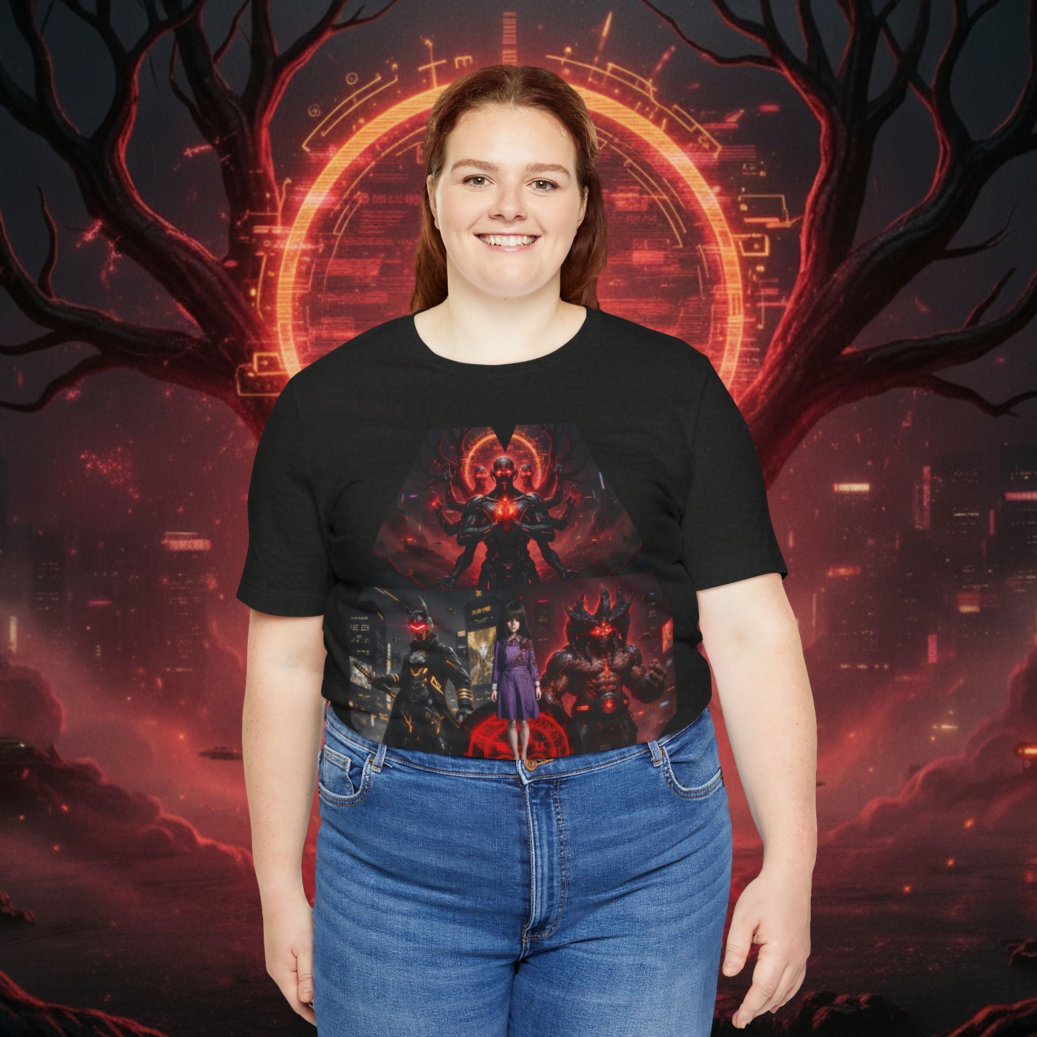 Superhero Squad Graphic Tee — Dark Red Mystic Design