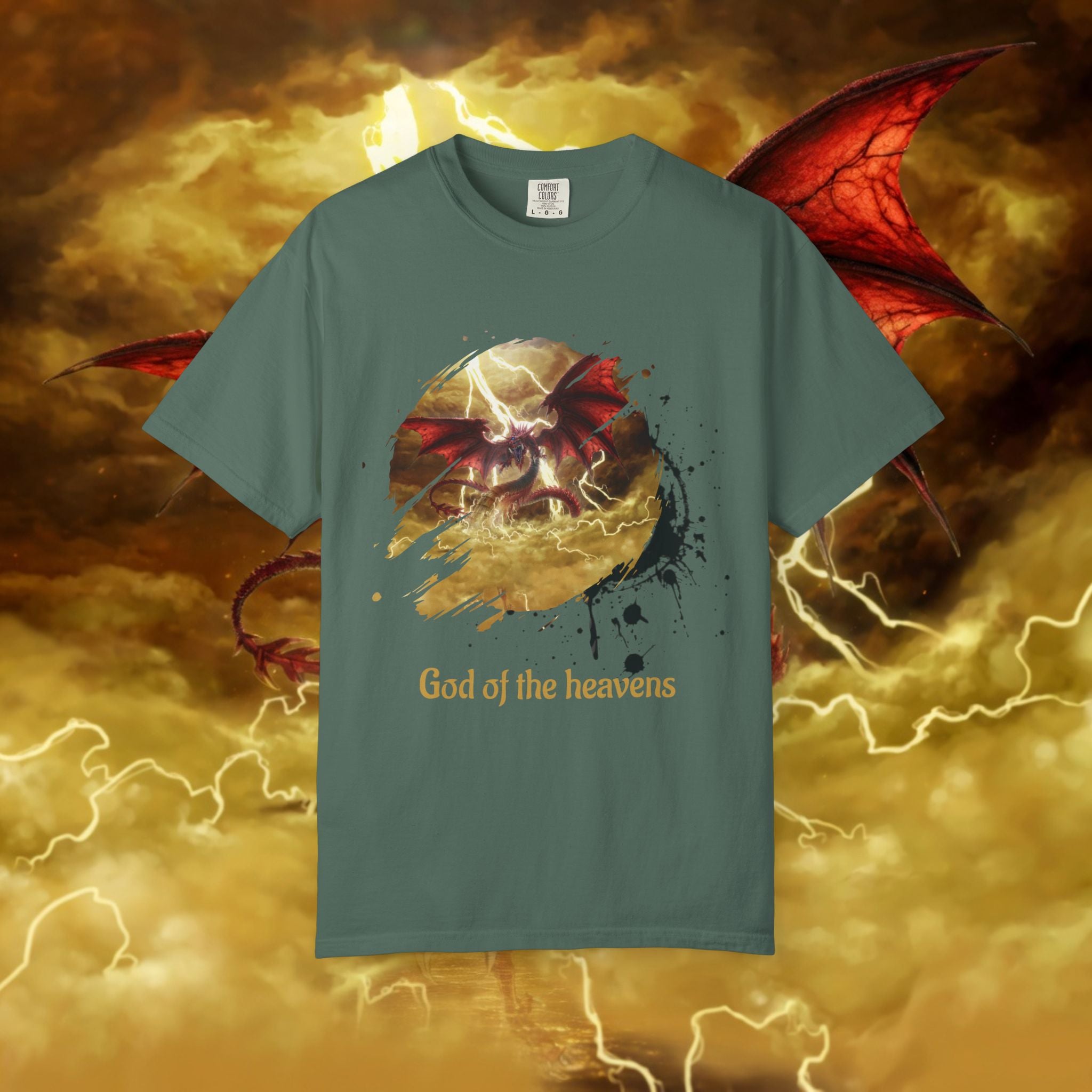 God of the Heavens T-Shirt — Mythic Storm Graphic Tee - slifer the sky dragon
