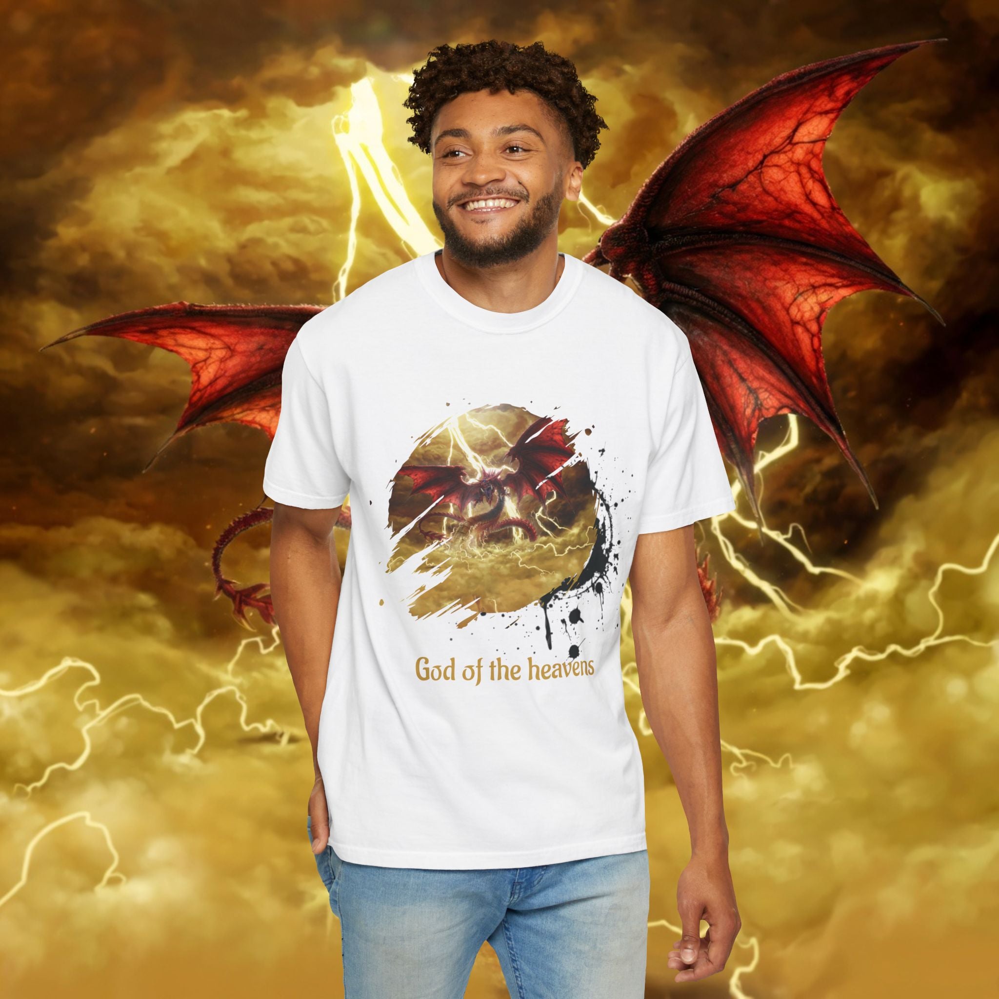 God of the Heavens T-Shirt — Mythic Storm Graphic Tee - slifer the sky dragon