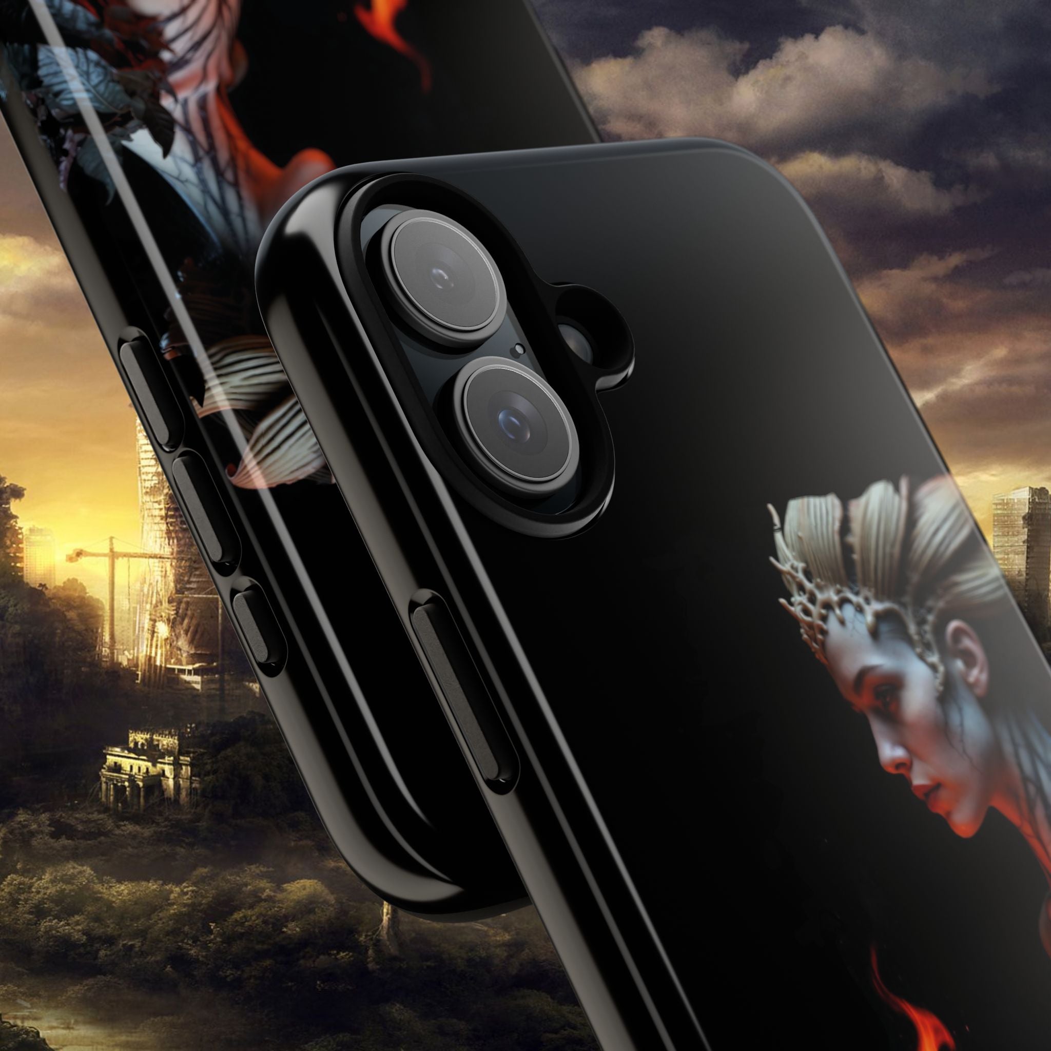 Fire Queen Phone Case — Dark Fantasy iPhone Armor - Alexia Ashford Side Face