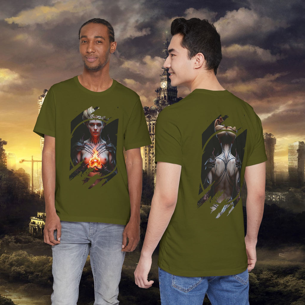 Dark Sorceress T‑Shirt — Fantasy Magic Witch Tee with Fiery Heart - Alexia Ashford