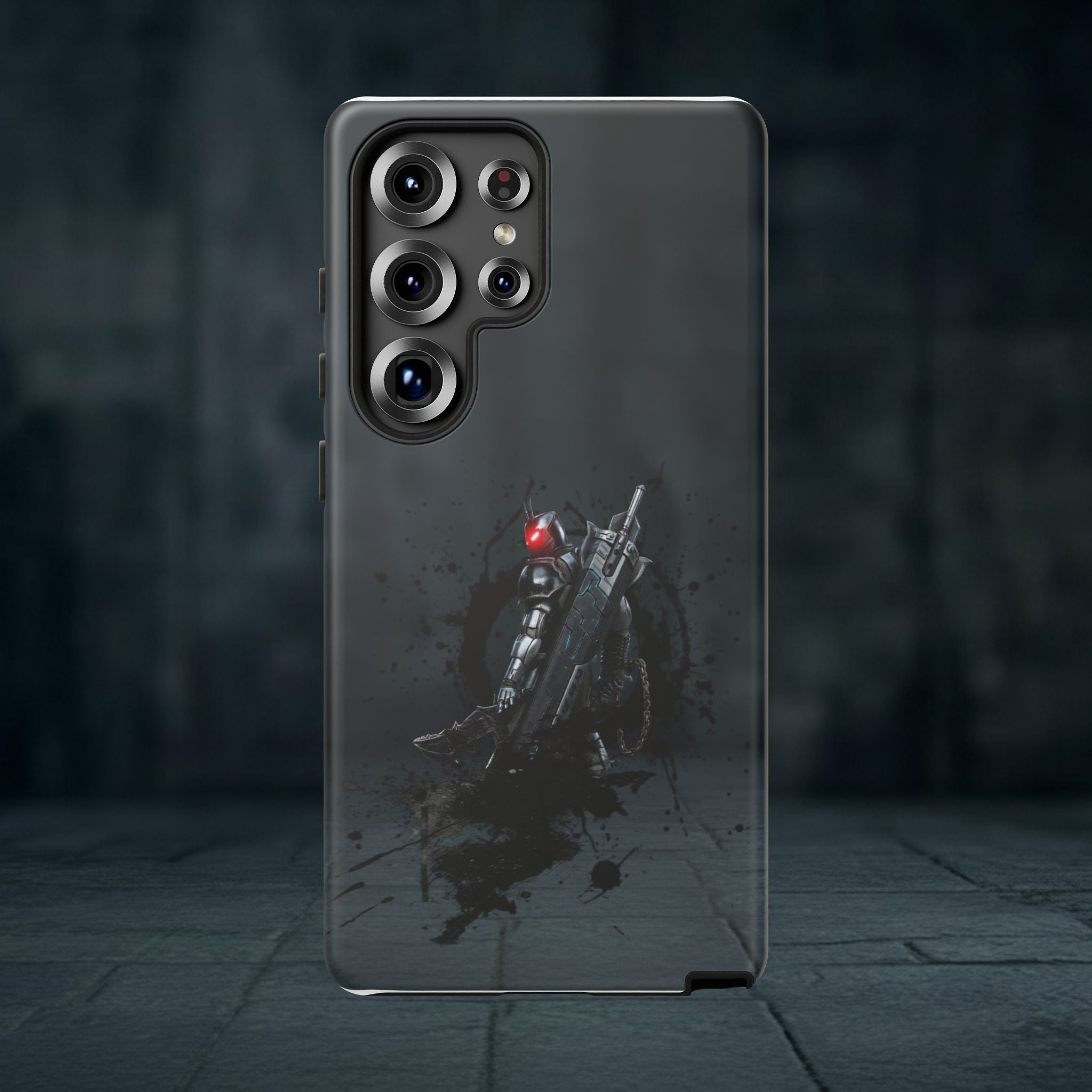 Tough Cases: Dark Cyber Soldier Phone Case — Rugged Sci‑Fi Armor Design