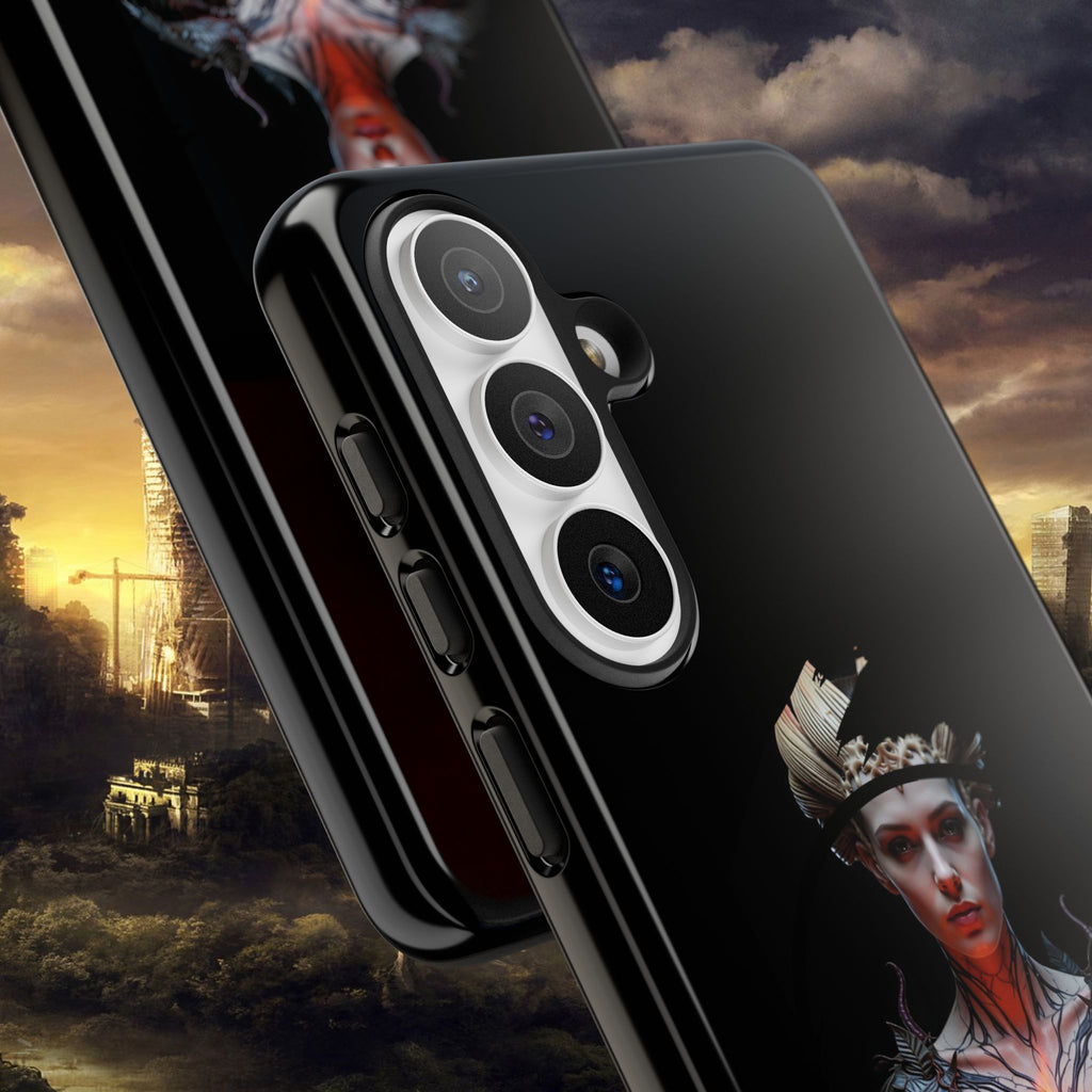 Fantasy Sorceress Phone Case — Dark Magic Mage with Fiery Orb Tough Case - Alexia Ashford