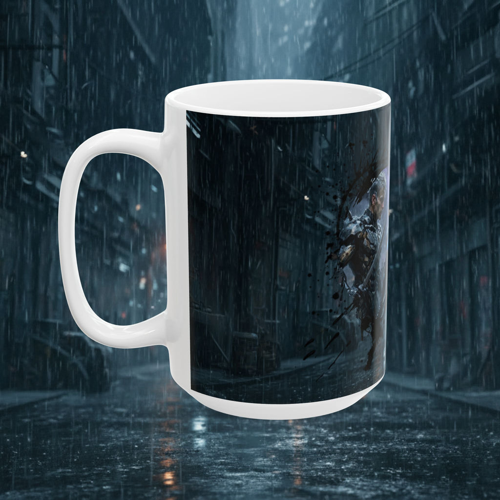 Cyberpunk Battle Ceramic Mug — Futuristic Warrior Design (11oz/15oz) - Battle Suits