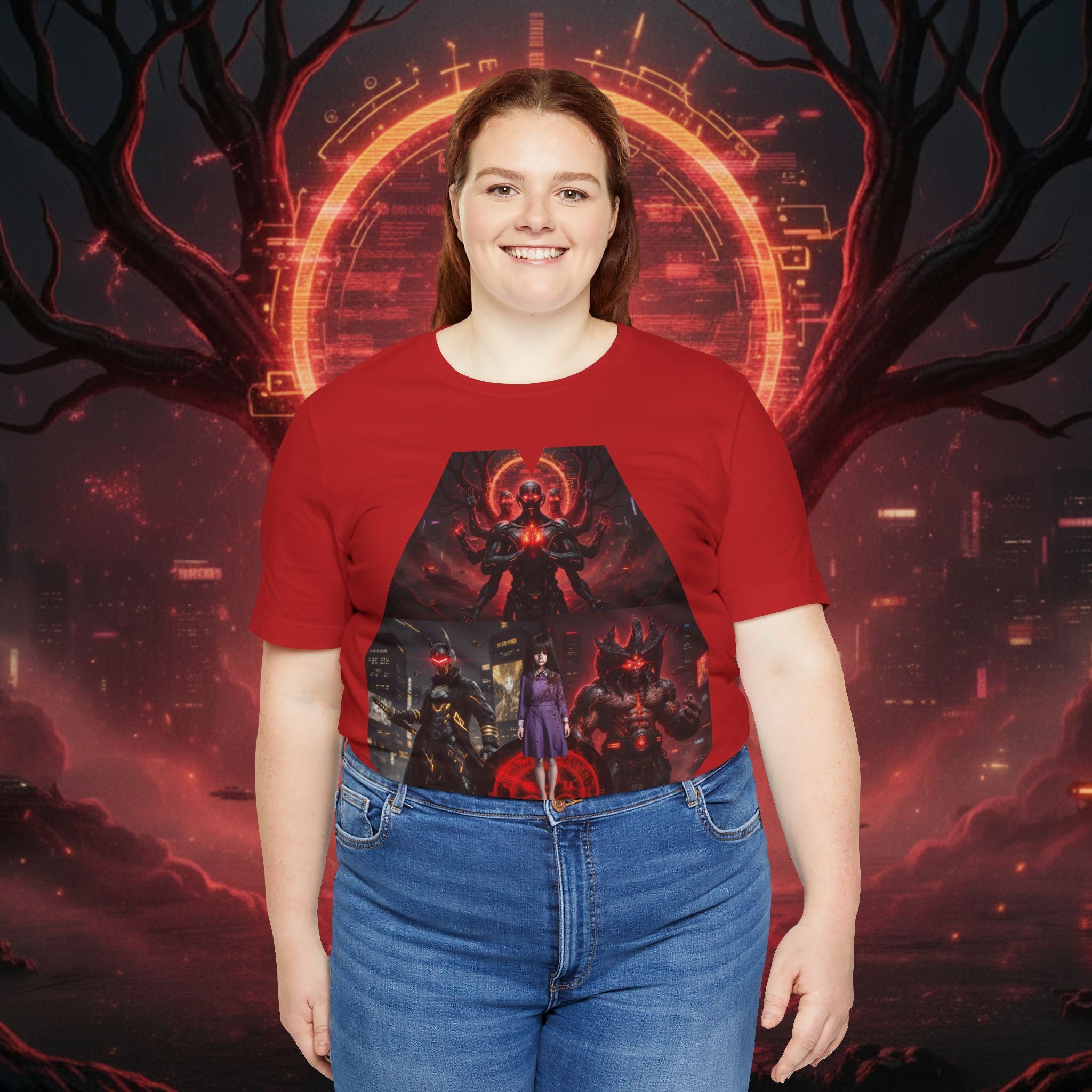 Superhero Squad Graphic Tee — Dark Red Mystic Design