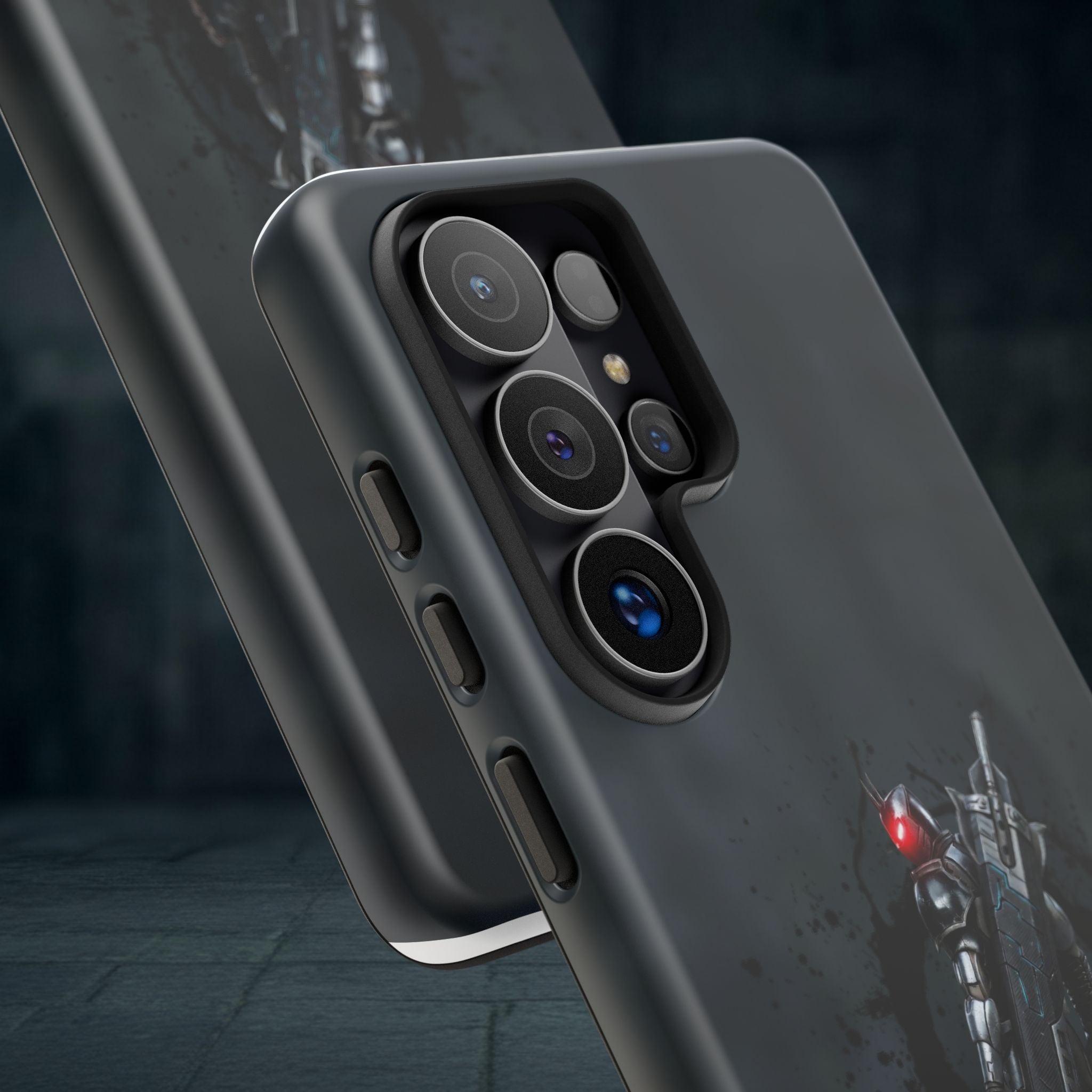 Tough Cases: Dark Cyber Soldier Phone Case — Rugged Sci‑Fi Armor Design