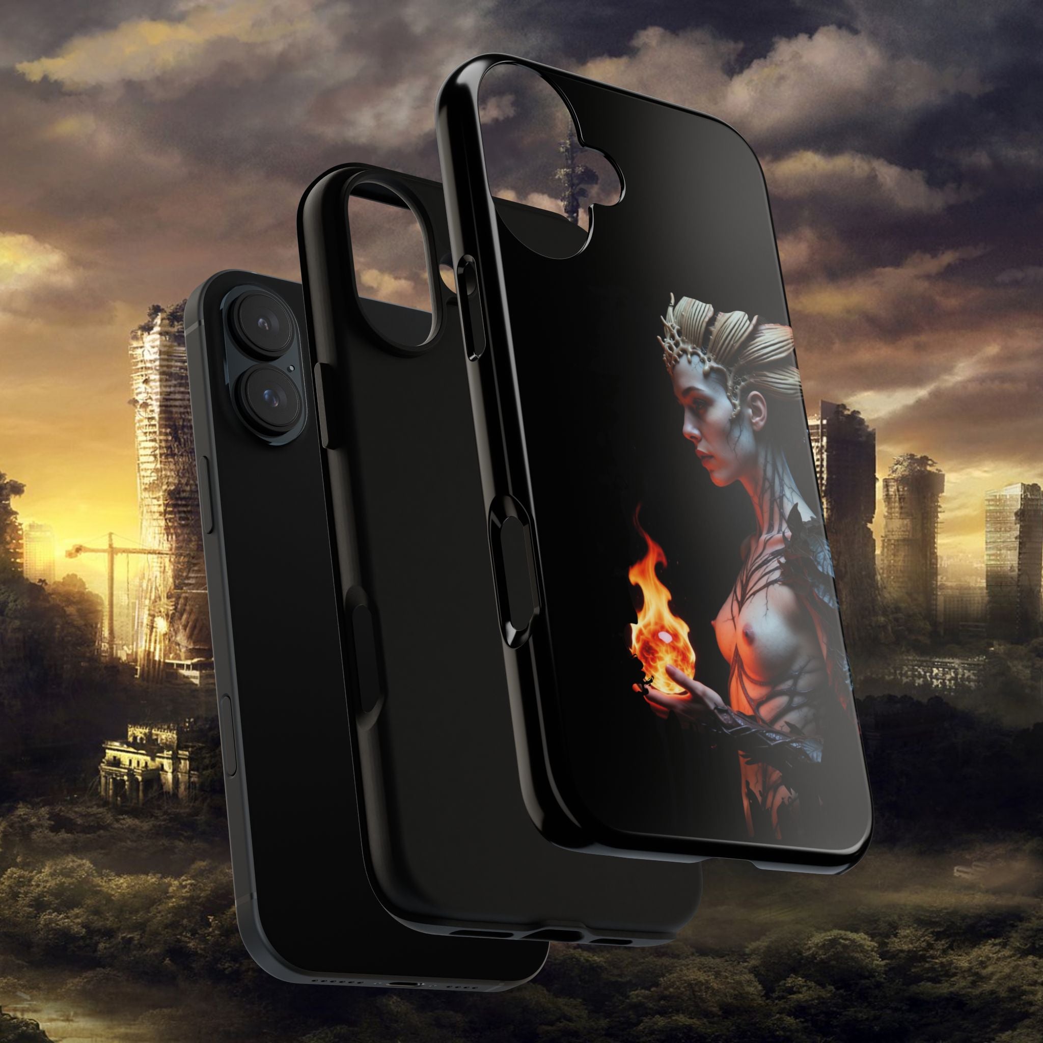 Fire Queen Phone Case — Dark Fantasy iPhone Armor - Alexia Ashford Side Face