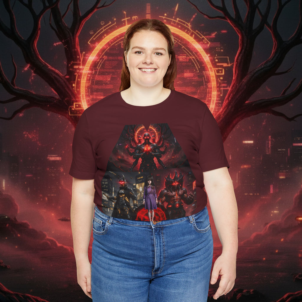 Superhero Squad Graphic Tee — Dark Red Mystic Design