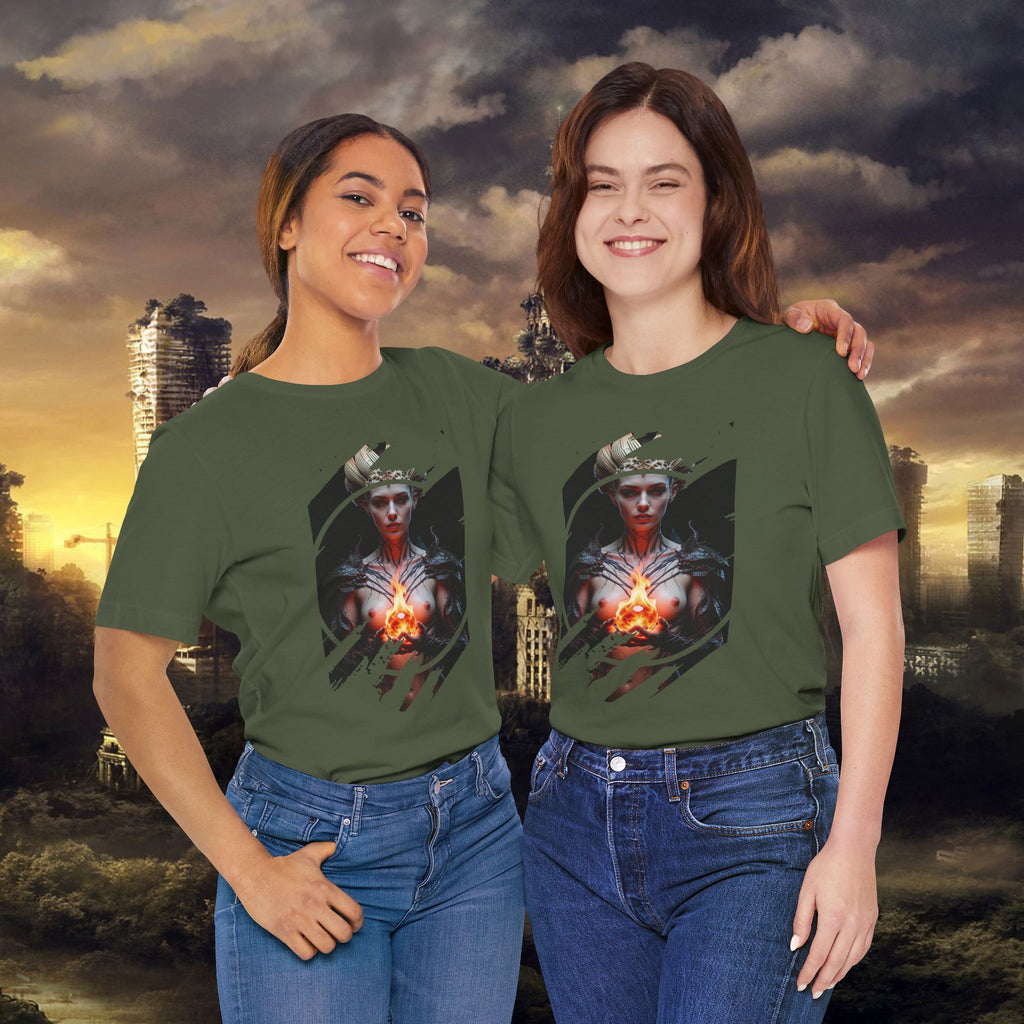 Dark Sorceress T‑Shirt — Fantasy Magic Witch Tee with Fiery Heart - Alexia Ashford