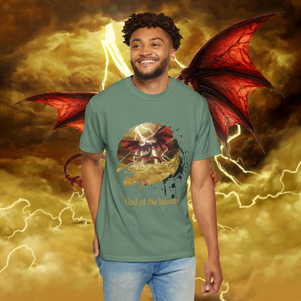 God of the Heavens T-Shirt — Mythic Storm Graphic Tee - slifer the sky dragon