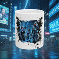 Cyberpunk Squad Ceramic Mug — Futuristic City Night Coffee Cup (11oz/15oz) - Battle Suits