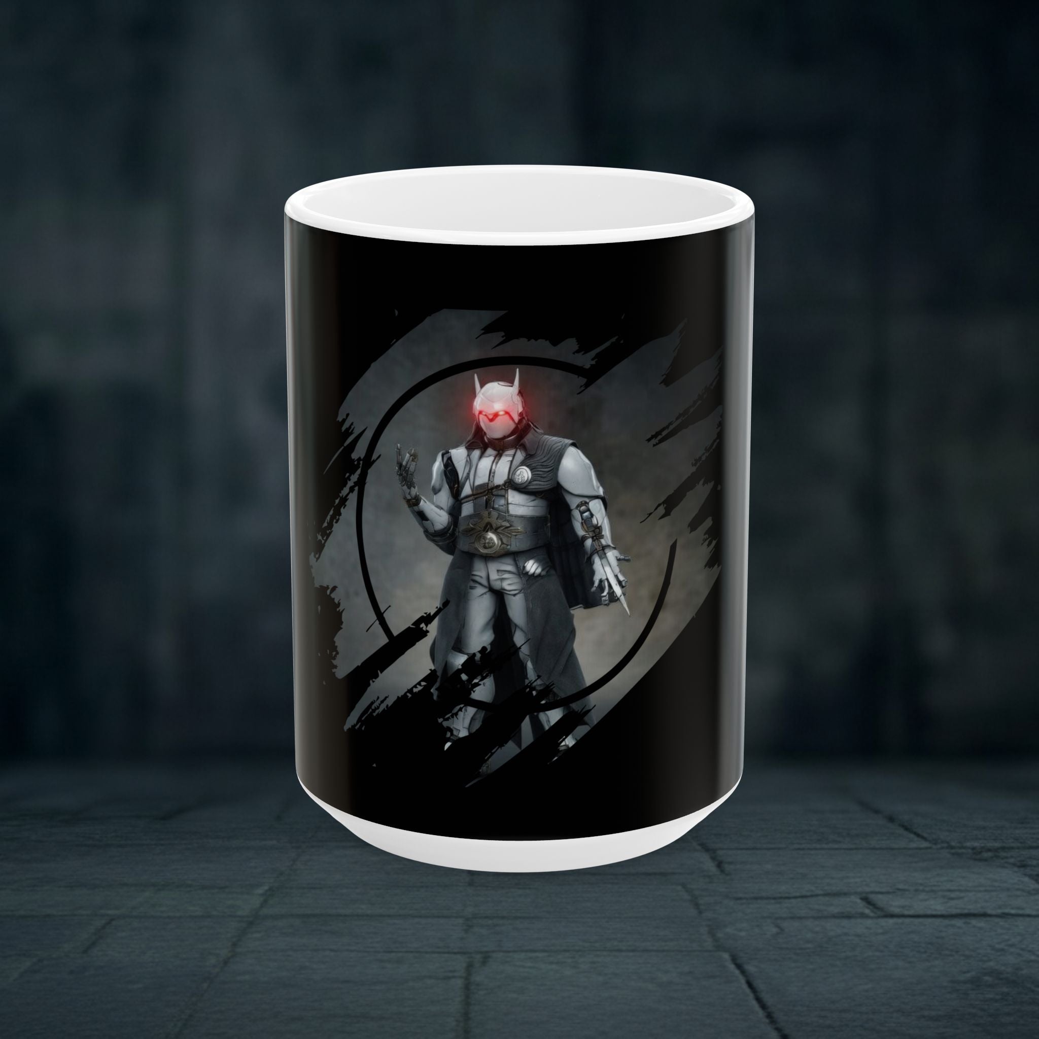 Dark Knight Ceramic Mug — Red-Eyed Armored Warrior Coffee Cup (11oz, 15oz)