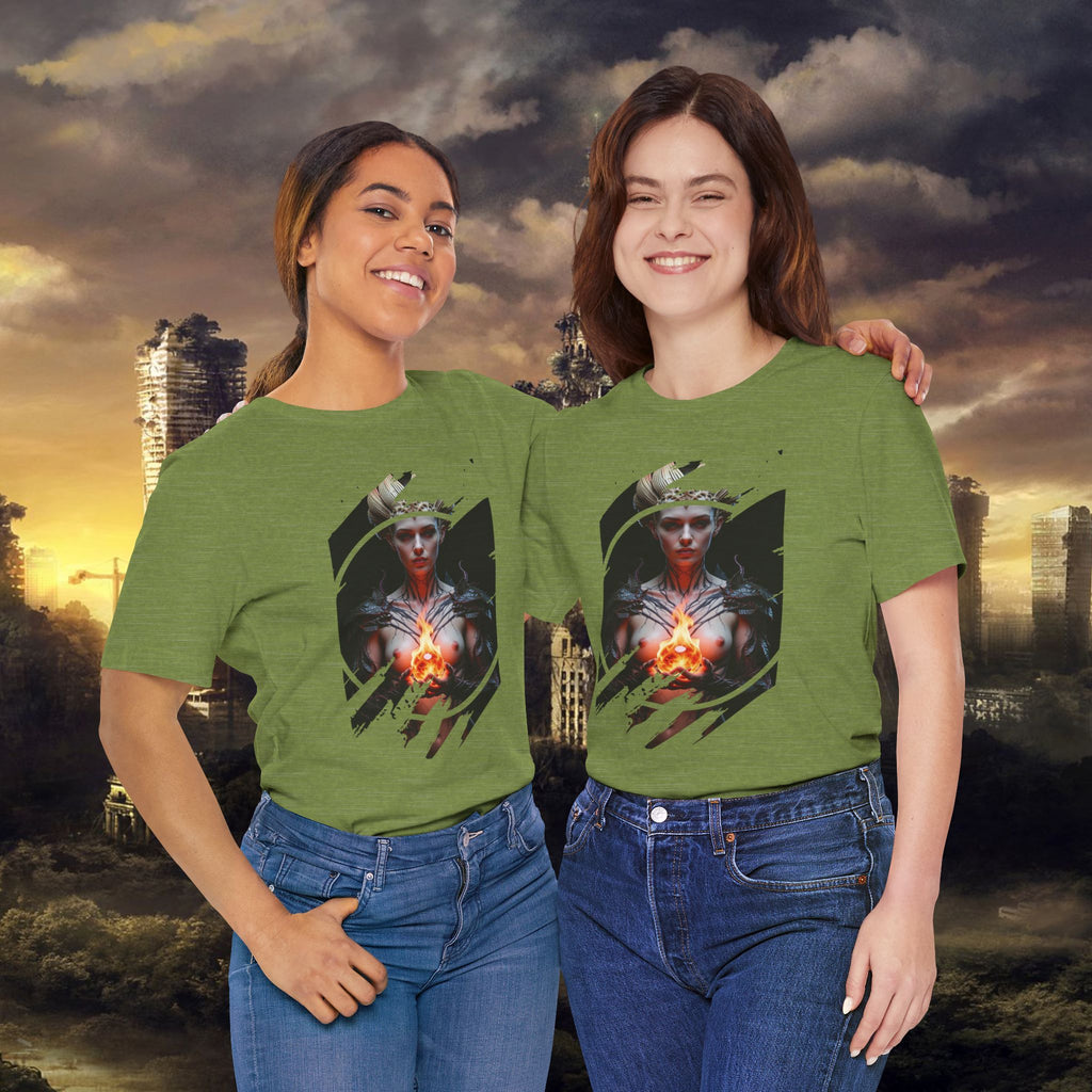 Dark Sorceress T‑Shirt — Fantasy Magic Witch Tee with Fiery Heart - Alexia Ashford