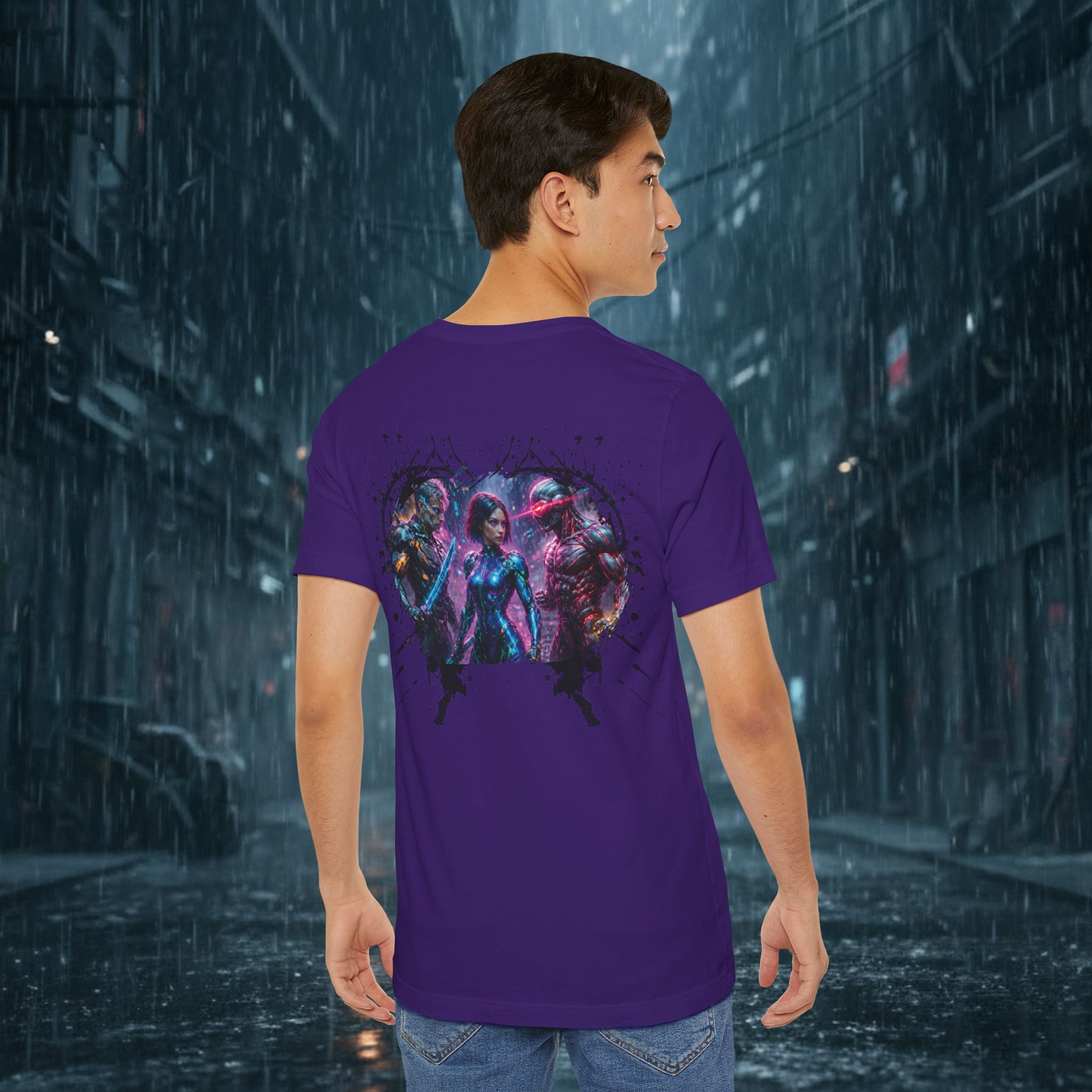 T-Shirt — "Big Family Reunion" Sci‑Fi Character Heart Graphic Tee - Battle Suits
