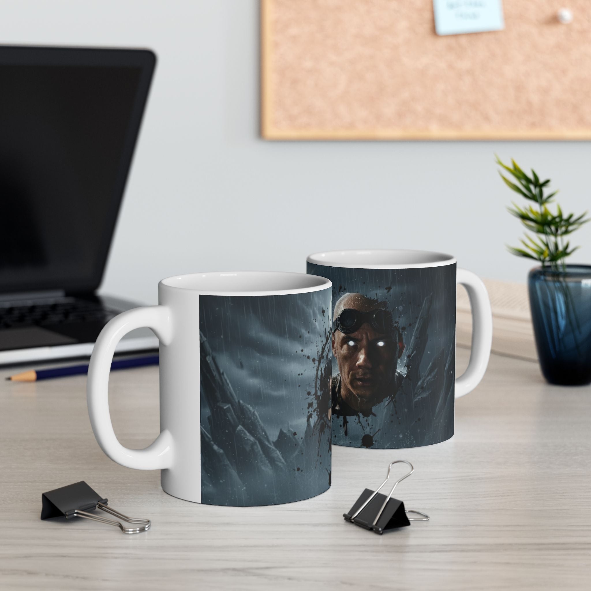 Horror Game Character Ceramic Mug — Dark Moon Night Coffee Cup (11oz/15oz) - Byakugan Family and Riddick