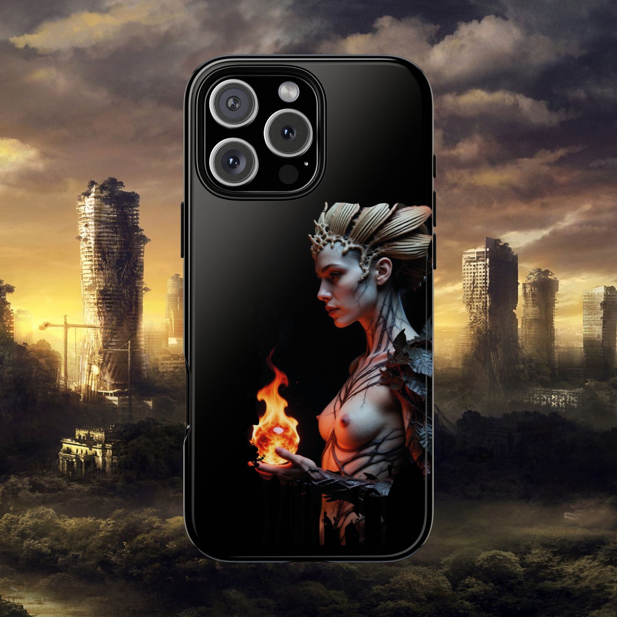 Fire Queen Phone Case — Dark Fantasy iPhone Armor - Alexia Ashford Side Face