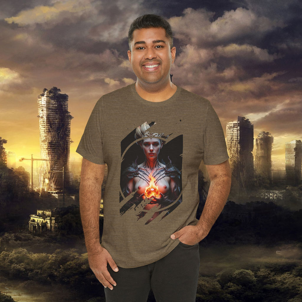 Dark Sorceress T‑Shirt — Fantasy Magic Witch Tee with Fiery Heart - Alexia Ashford