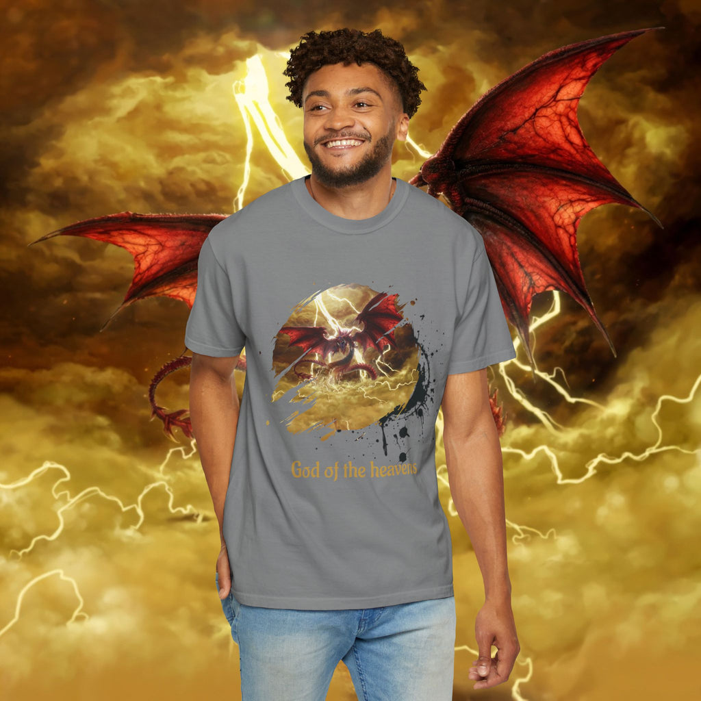 God of the Heavens T-Shirt — Mythic Storm Graphic Tee - slifer the sky dragon