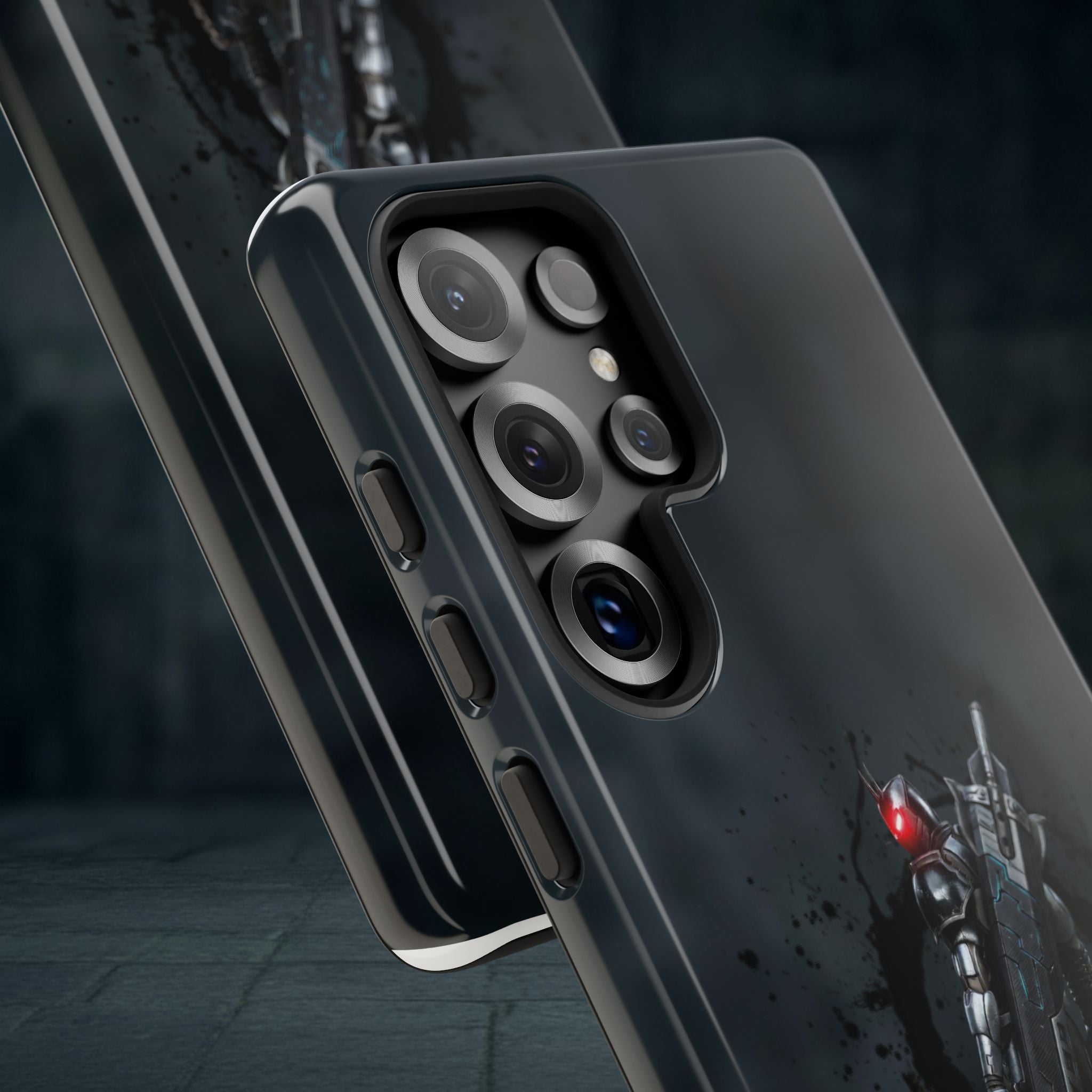Tough Cases: Dark Cyber Soldier Phone Case — Rugged Sci‑Fi Armor Design