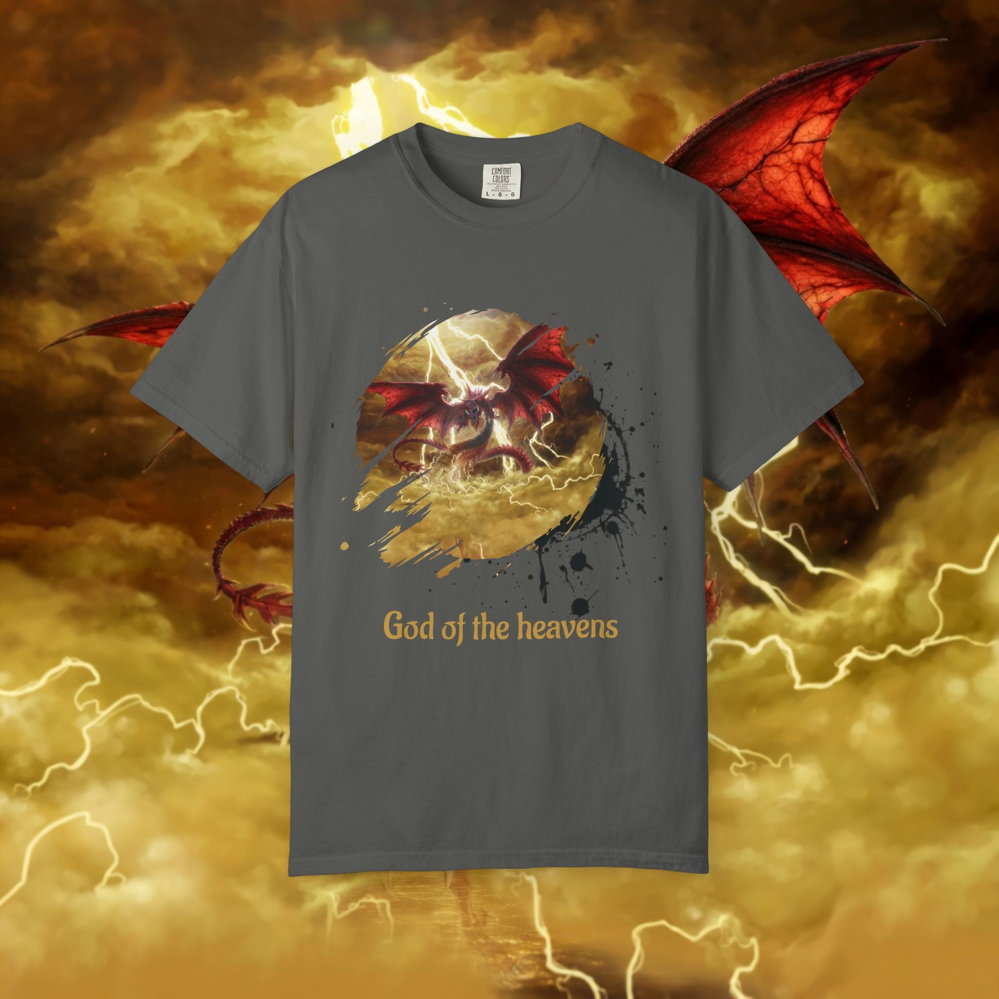 God of the Heavens T-Shirt — Mythic Storm Graphic Tee - slifer the sky dragon