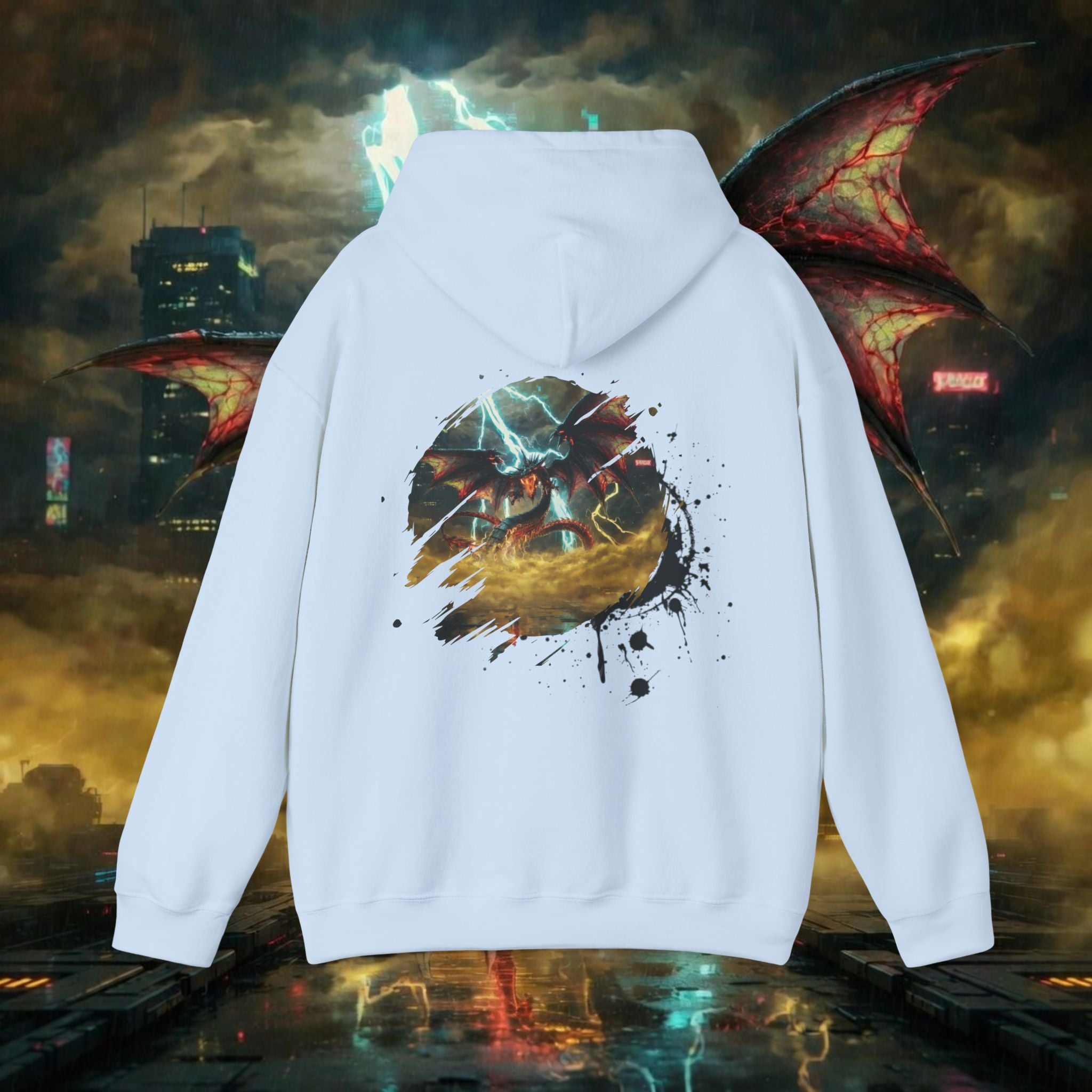 Hoodie — "God of the Heavens" Mythic Lightning Graphic Hoodie - slifer the sky dragon