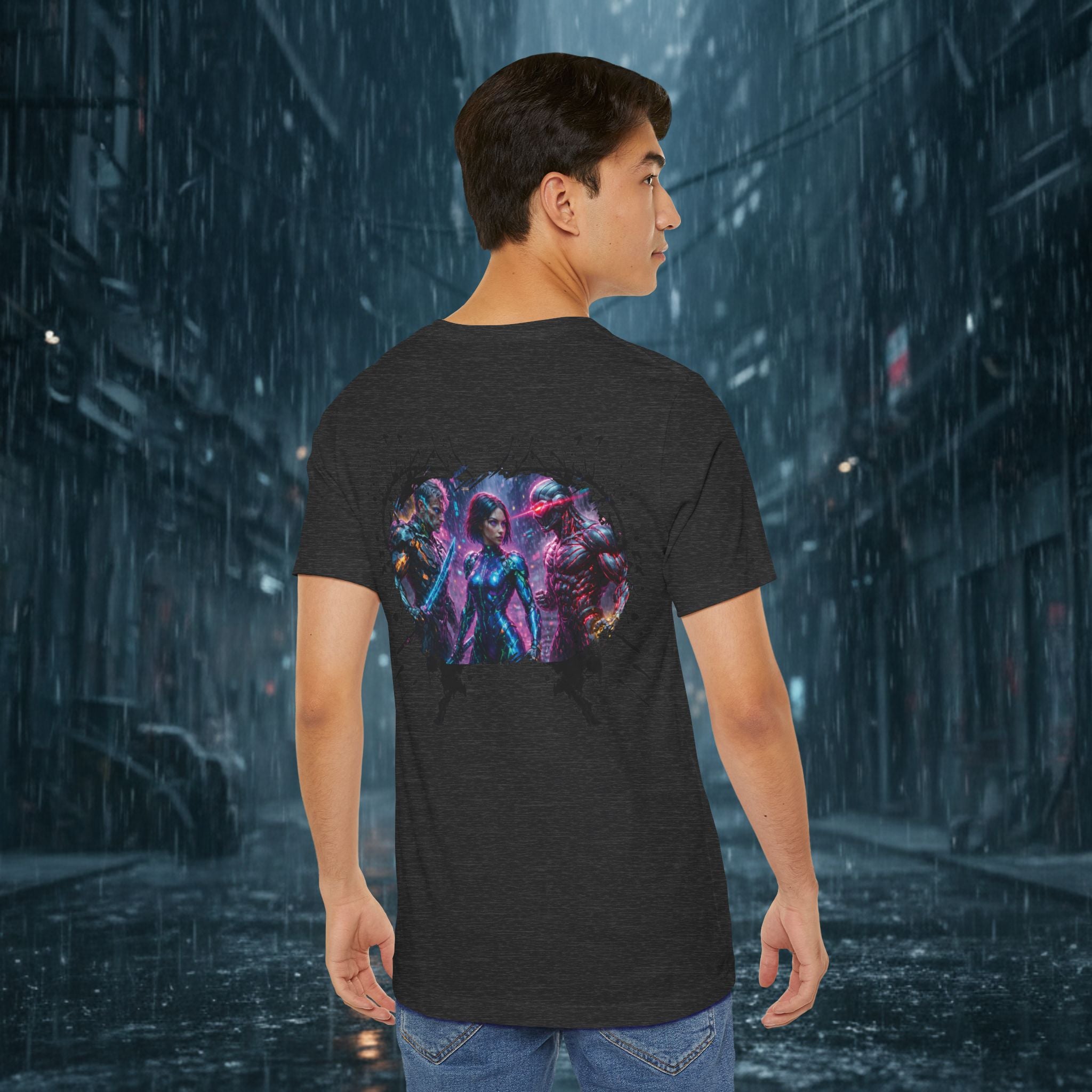 T-Shirt — "Big Family Reunion" Sci‑Fi Character Heart Graphic Tee - Battle Suits