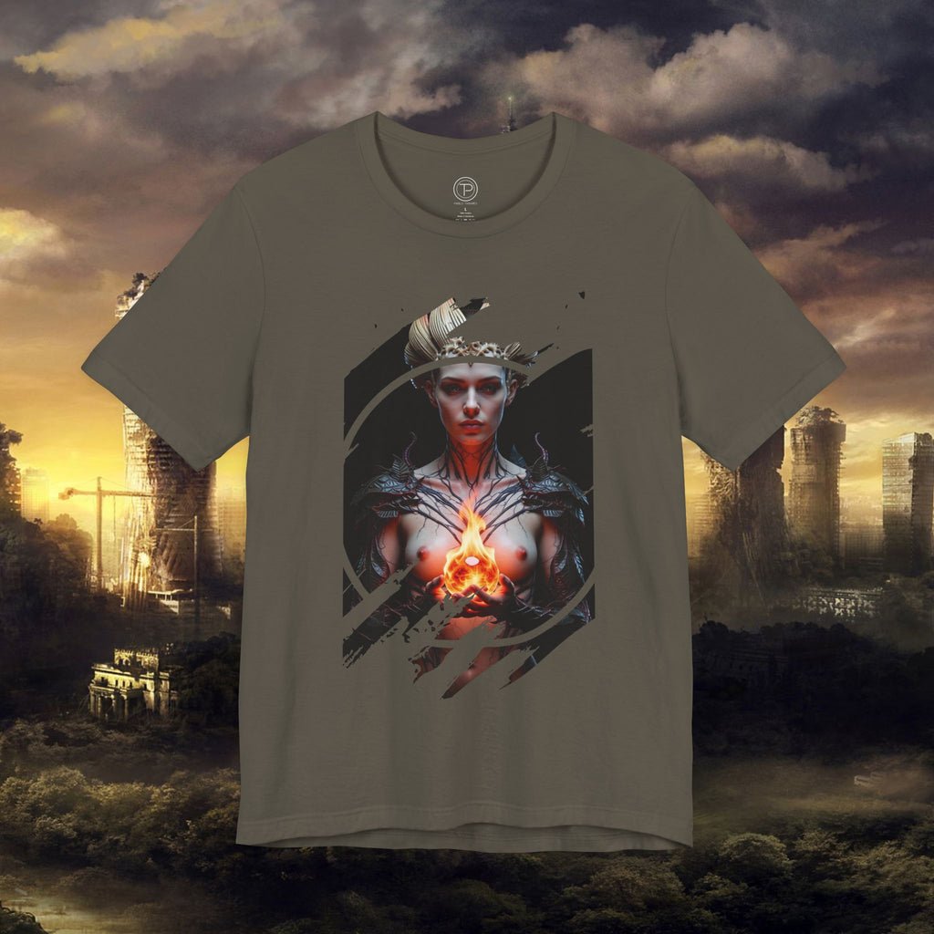 Dark Sorceress T‑Shirt — Fantasy Magic Witch Tee with Fiery Heart - Alexia Ashford