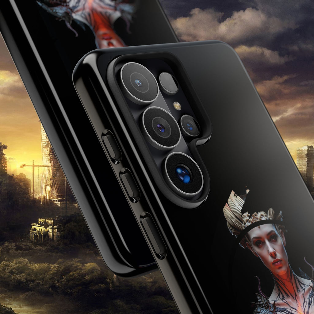 Fantasy Sorceress Phone Case — Dark Magic Mage with Fiery Orb Tough Case - Alexia Ashford